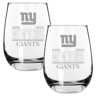 New York Giants The Memory Company Two-Piece 15oz. Classic Crew Stemless Wine Glass Set