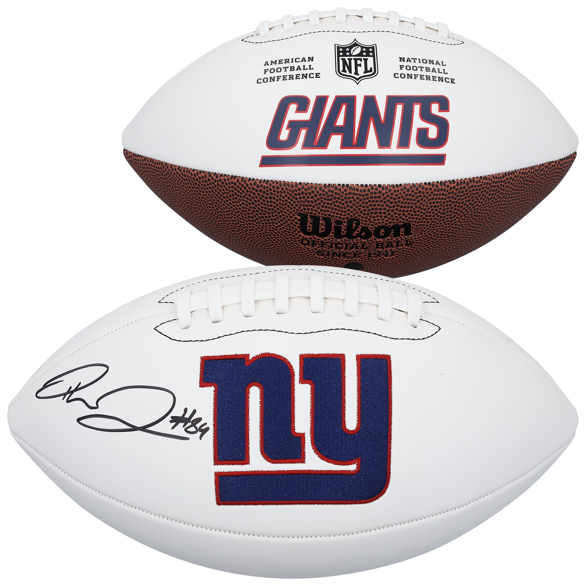 Theo Johnson New York Giants Autographed Wilson White Panel Football