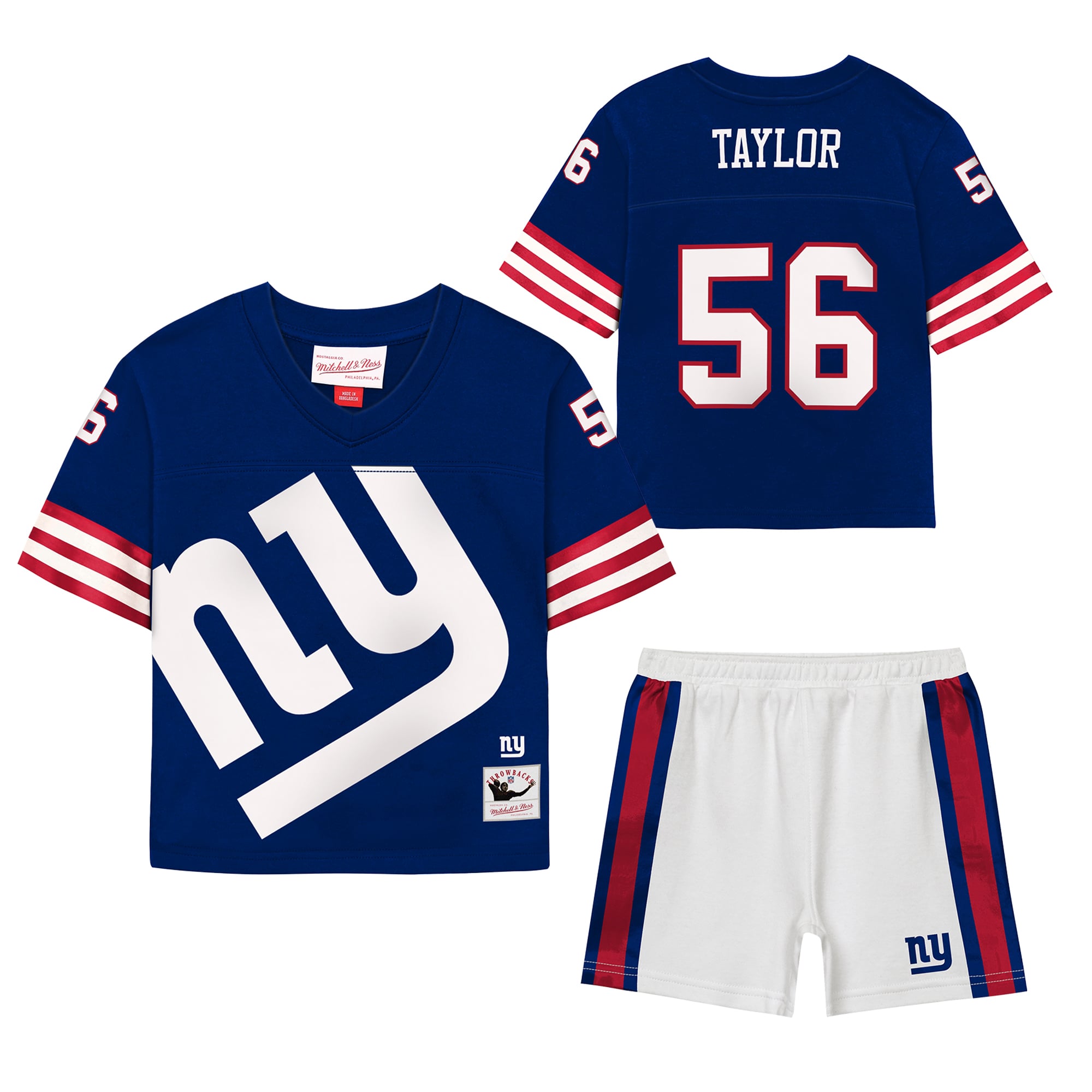 Ensemble short pour tout-petit Mitchell & Ness Lawrence Taylor bleu marine New York Giants Playmaker