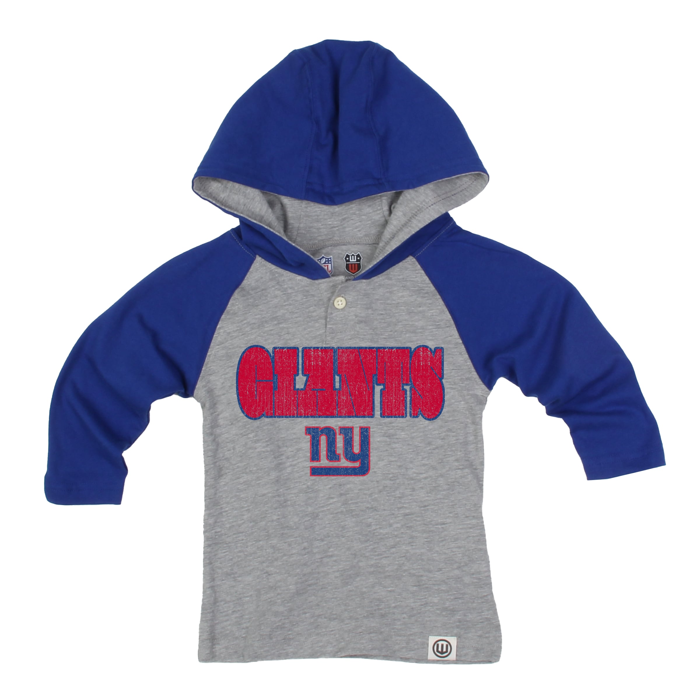 Toddler Wes & Willy Heather Gray/Royal New York Giants Henley Hoodie Sweatpants Set