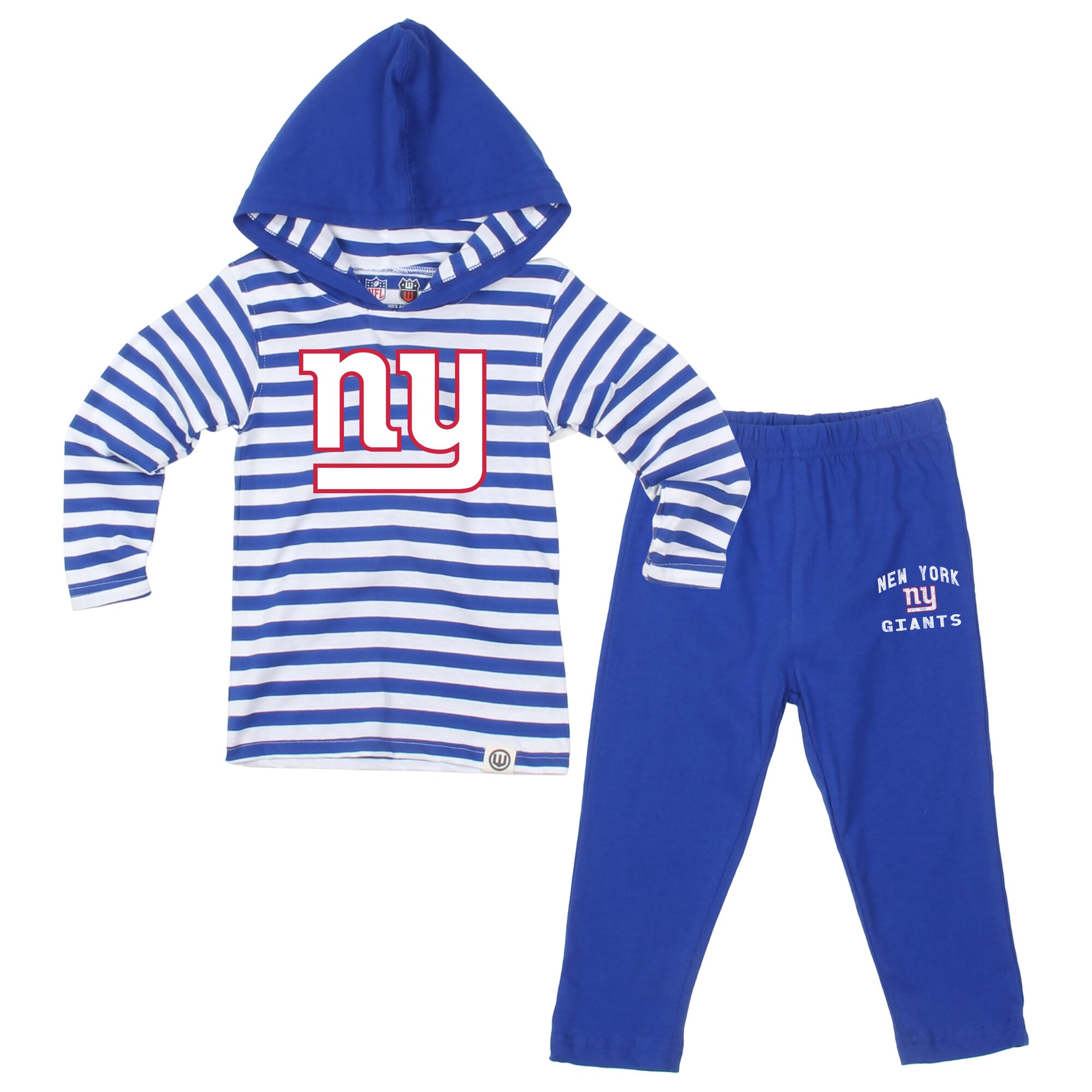 Ensemble pour tout-petit Wes & Willy Royal New York Giants : haut à manches longues rayé capuche et pantalon