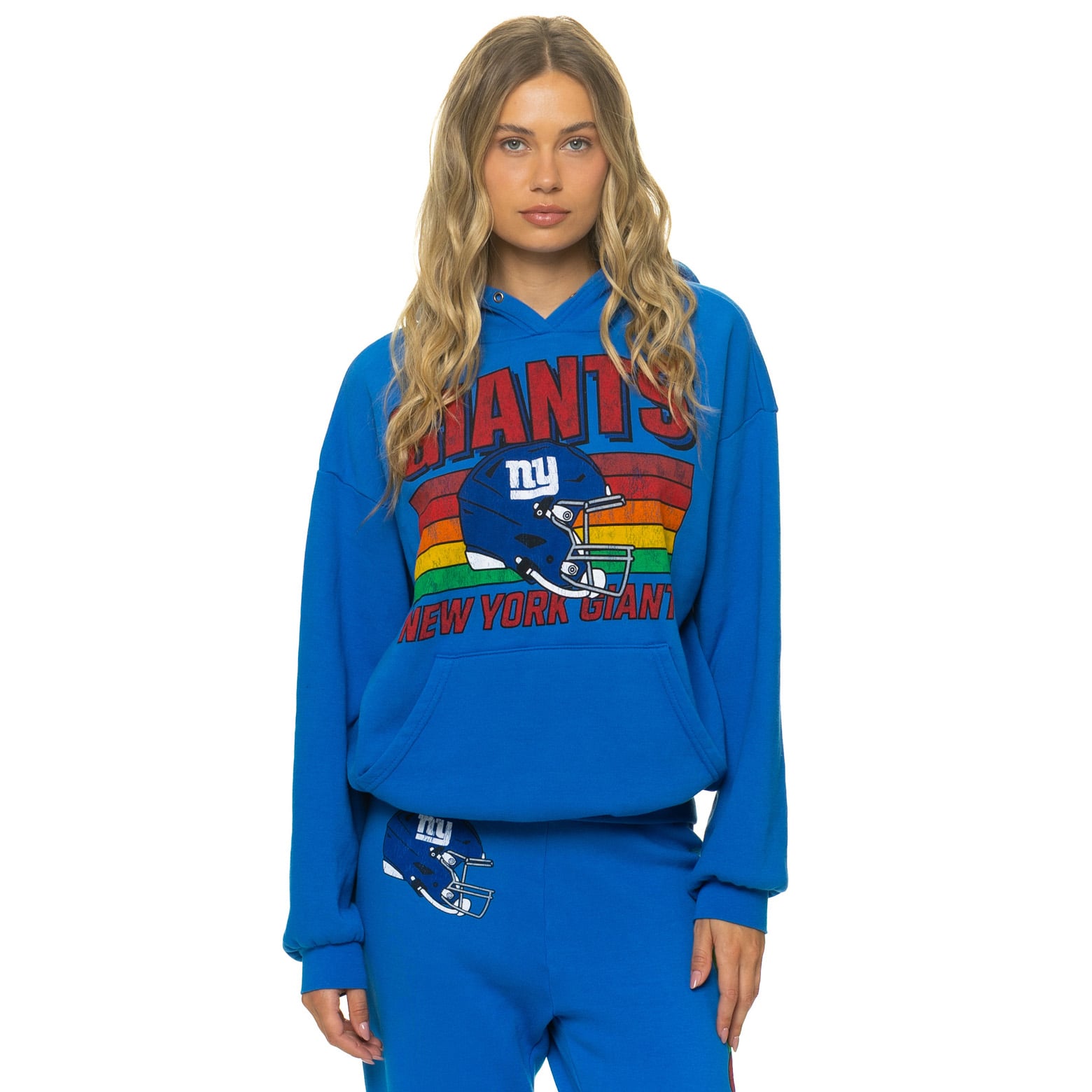 Sweat à capuche unisexe Aviator Nation Royal New York Giants Relaxed Tri-Blend