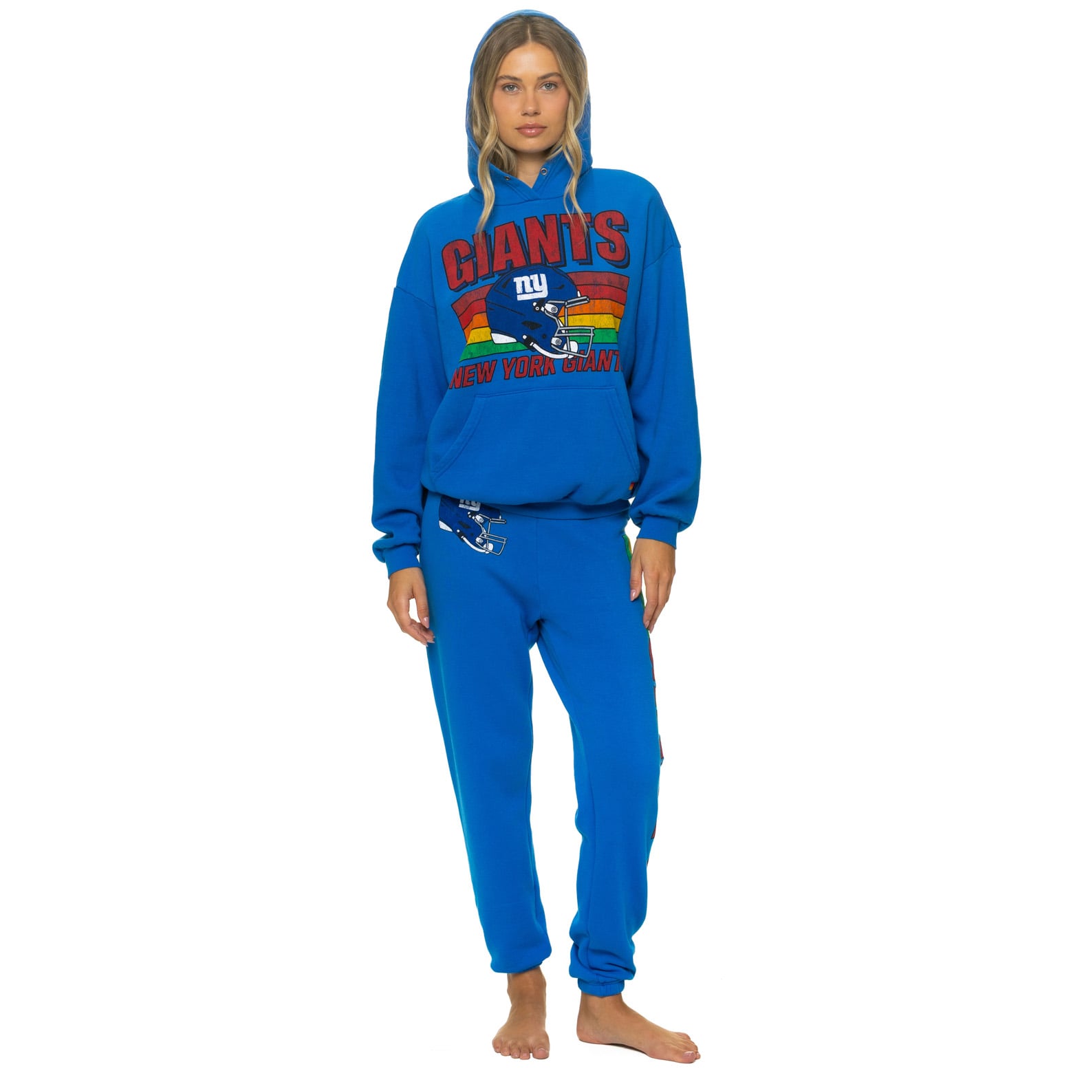 Sweat à capuche unisexe Aviator Nation Royal New York Giants Relaxed Tri-Blend