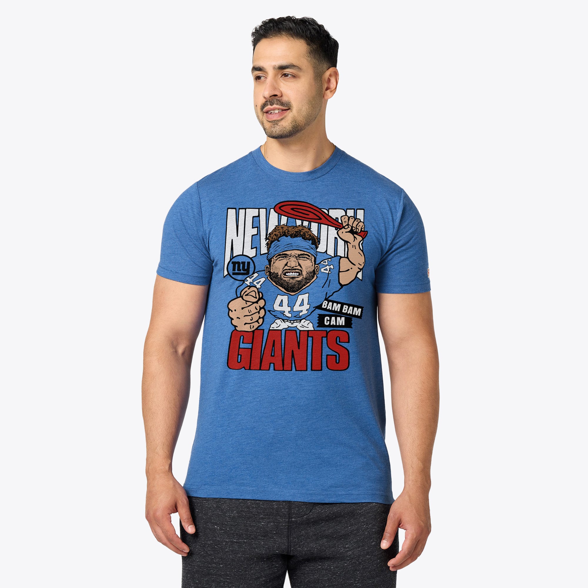 T-shirt unisexe hommage à Cam Skattebo, joueur des Giants de New York, en mélange trois matières.