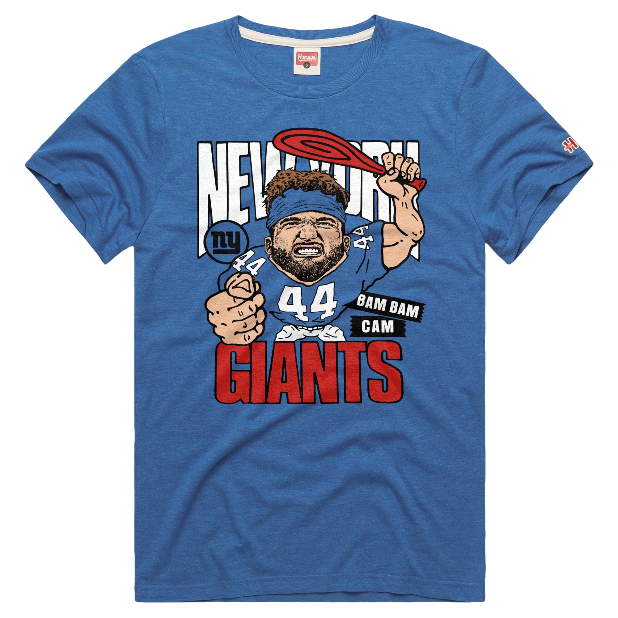 T-shirt unisexe hommage à Cam Skattebo, joueur des Giants de New York, en mélange trois matières.