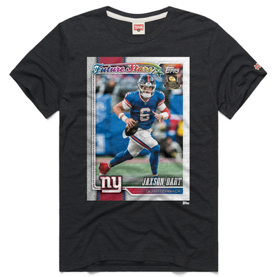 Jaxson Dart New York Giants Homage Unisex NFL Topps Trading Card Tri-Blend T-Shirt - Charcoal