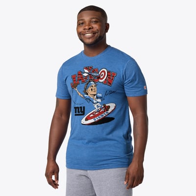Jaxson Dart New York Giants Homage Unisex Caricature Player Graphic Tri-Blend T-Shirt - Royal