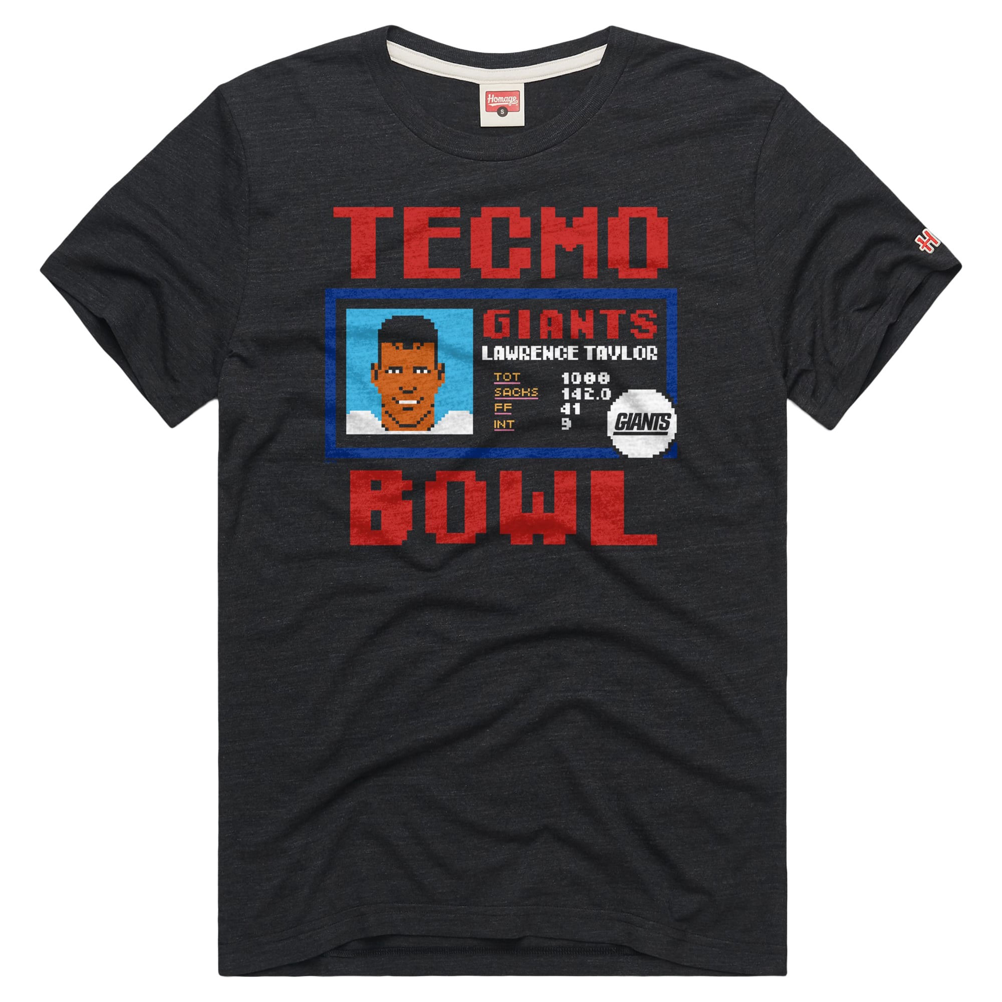 T-shirt unisexe Hommage à Lawrence Taylor, New York Giants, Tecmo Bowl, joueur retraité, en mélange de trois matières