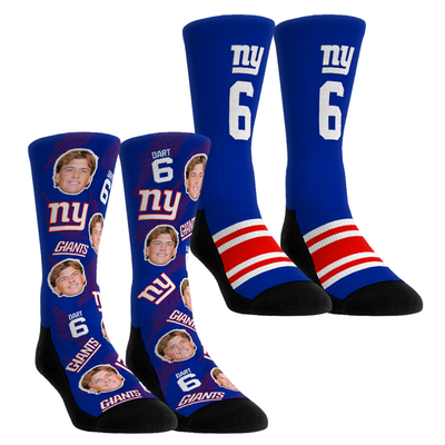Jaxson Dart New York Giants Rock Em Unisex Player Football Guy Two-Pack Crew Sock Set