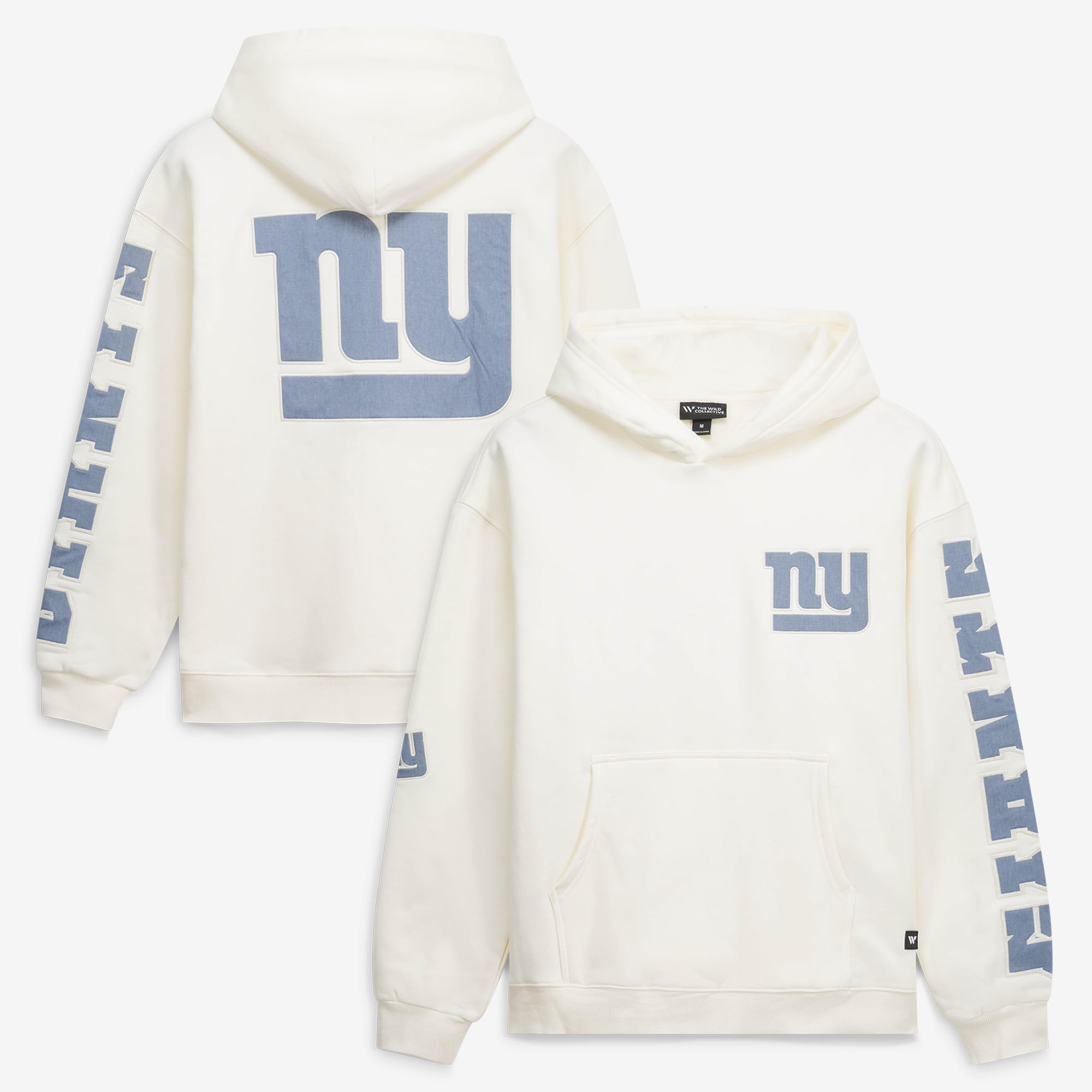 Sweat à capuche unisexe The Wild Collective New York Giants couleur crème, oversize