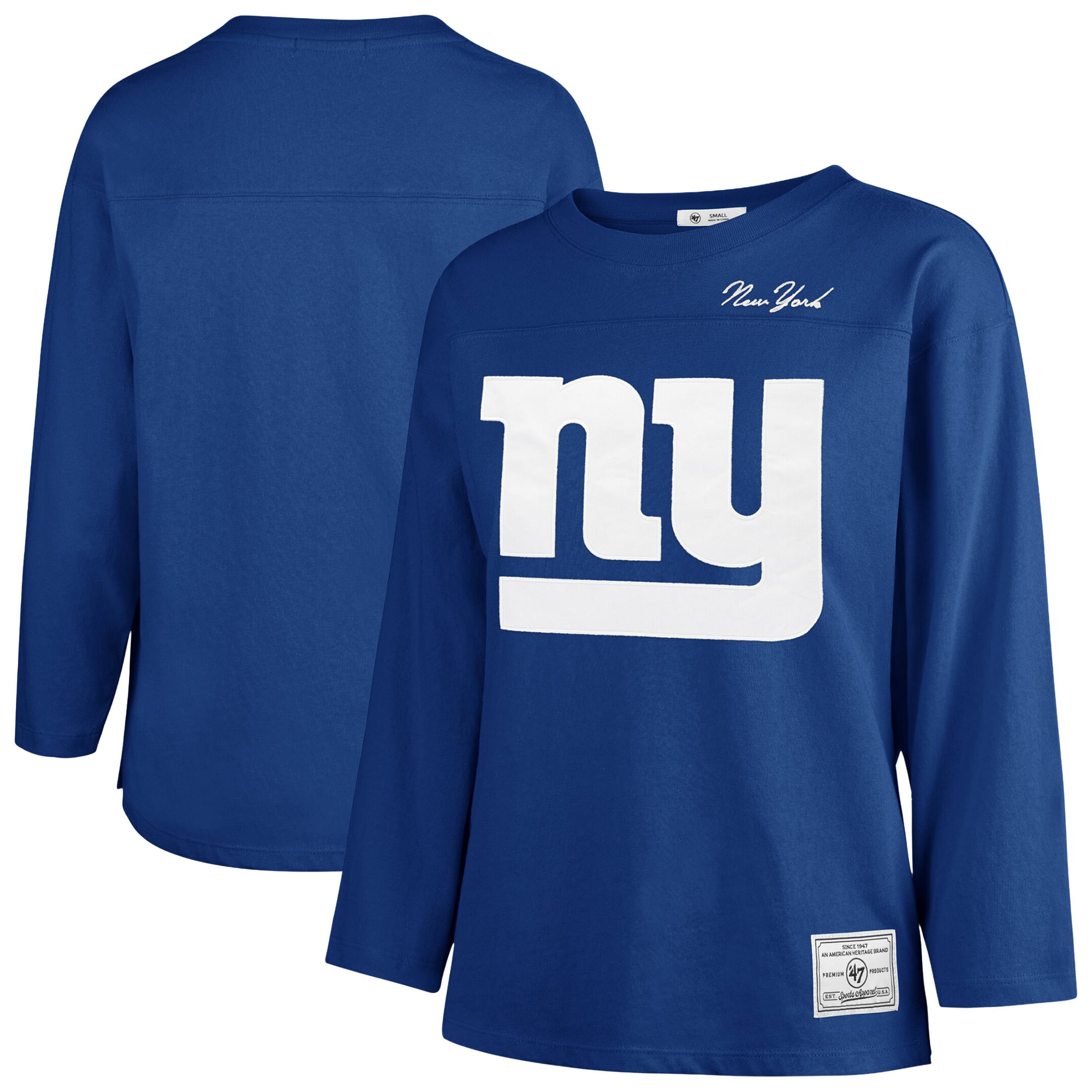 T-shirt à manches longues intemporel « 47 Royal New York Giants Game Nod » pour femmes