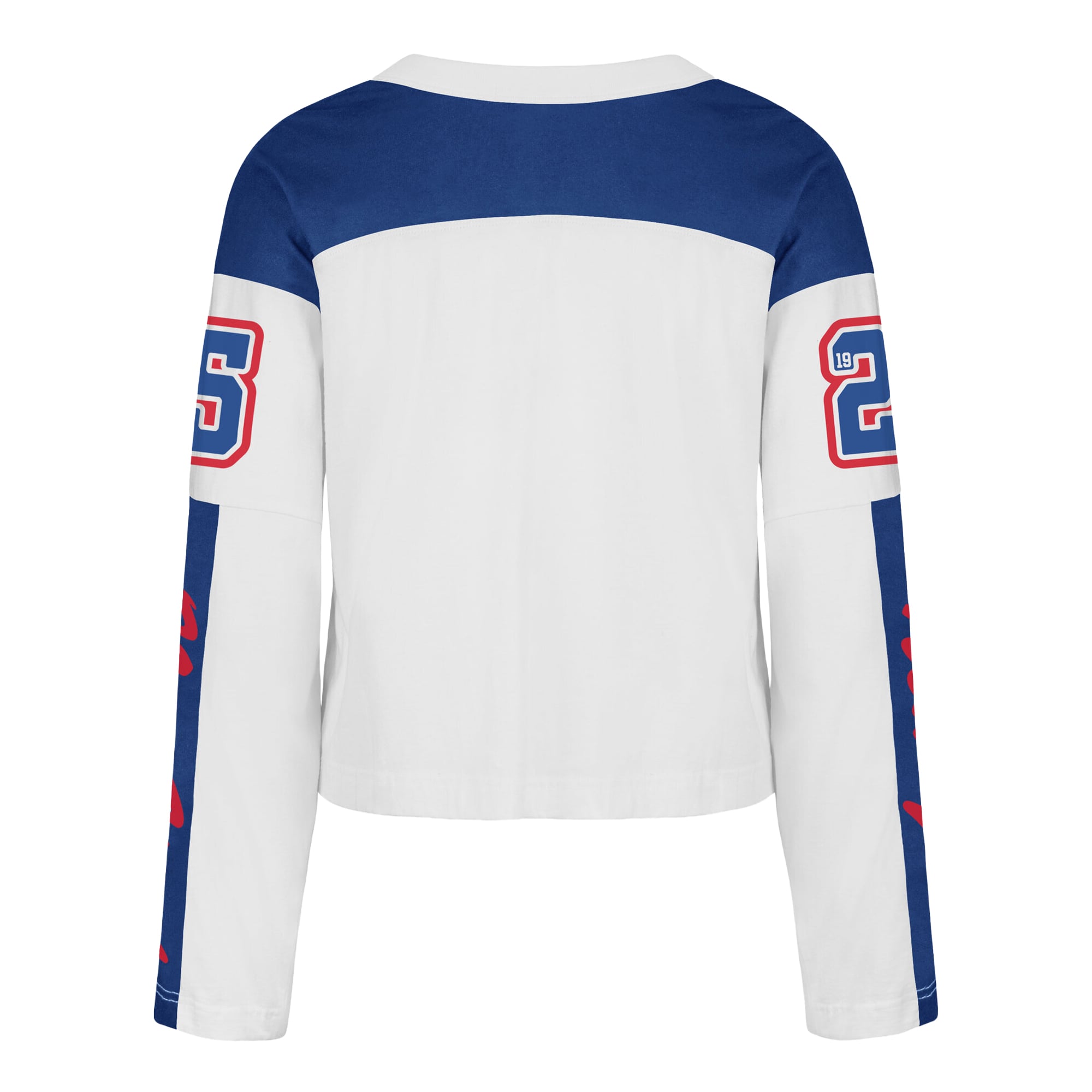 T-shirt à manches longues et col en V blanc New York Giants '47 pour femme