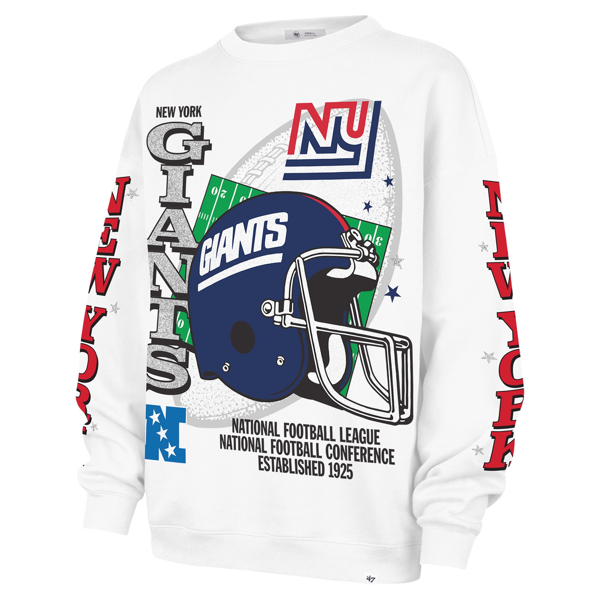 Sweat-shirt polaire oversize « 47 » blanc des Giants de New York pour femmes