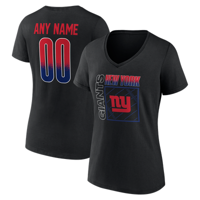 New York Giants Women's Home Field Pop Personalized Name & Number V-Neck T-Shirt - Black