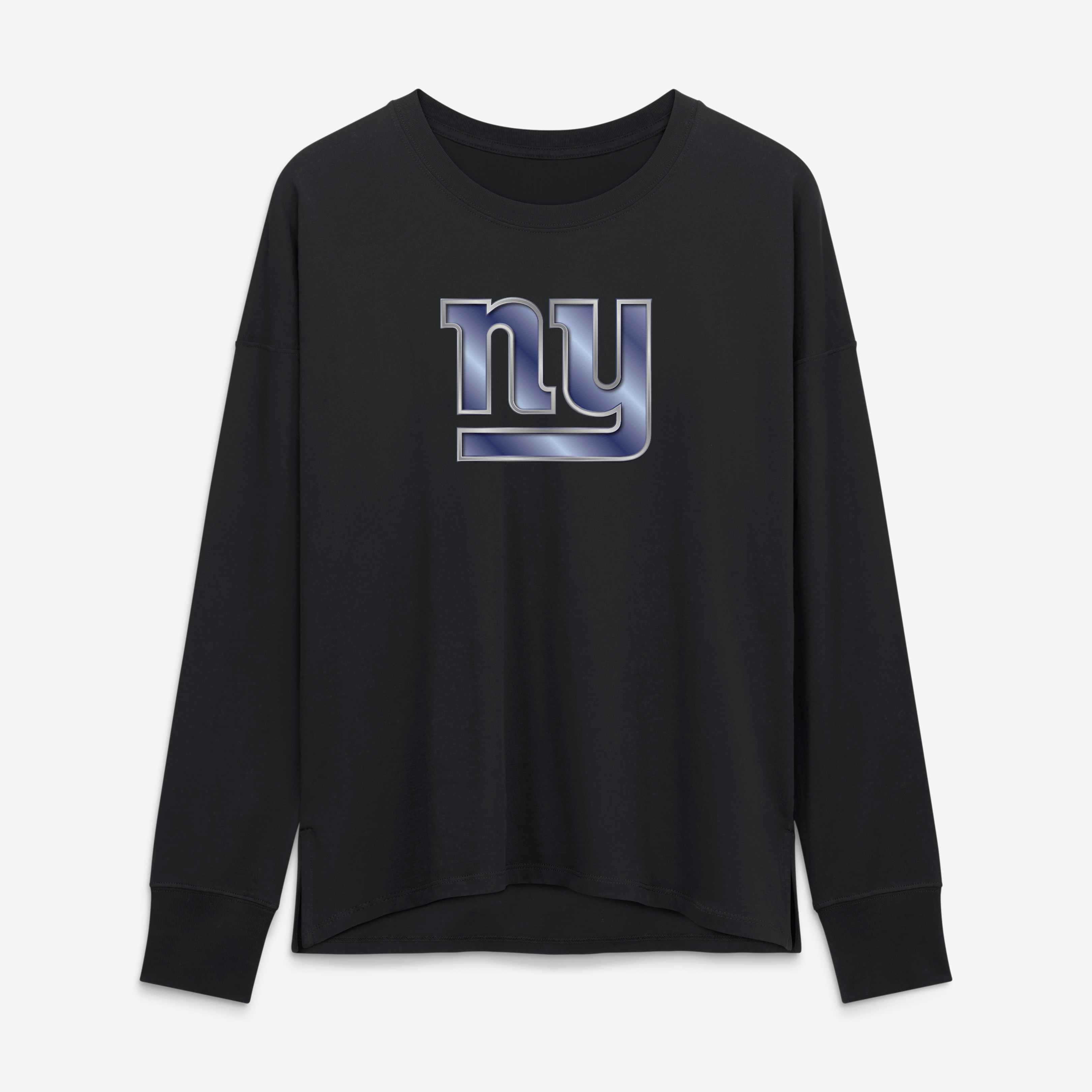T-shirt à manches longues noir pour femmes avec mascotte métallique des New York Giants