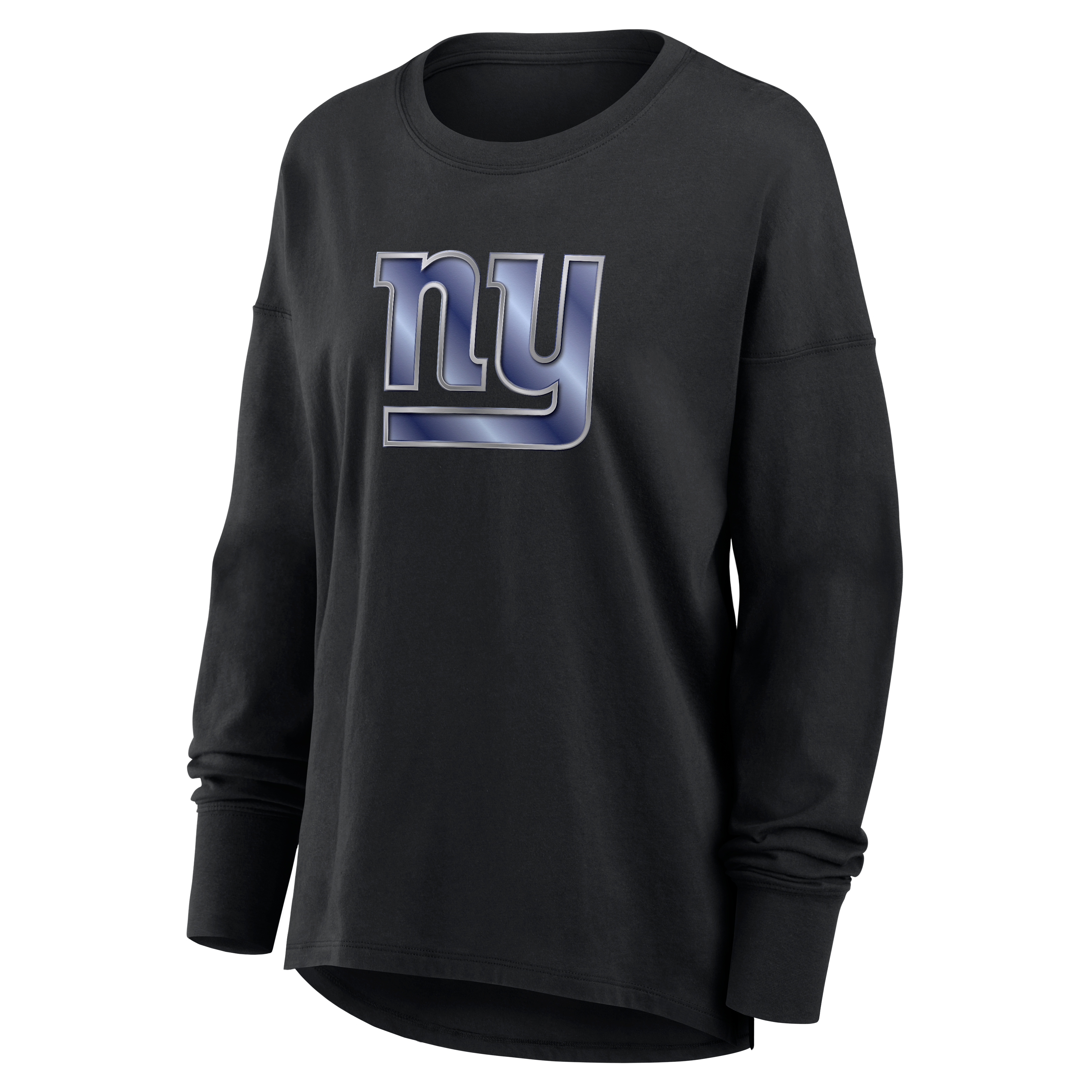 T-shirt à manches longues noir pour femmes avec mascotte métallique des New York Giants
