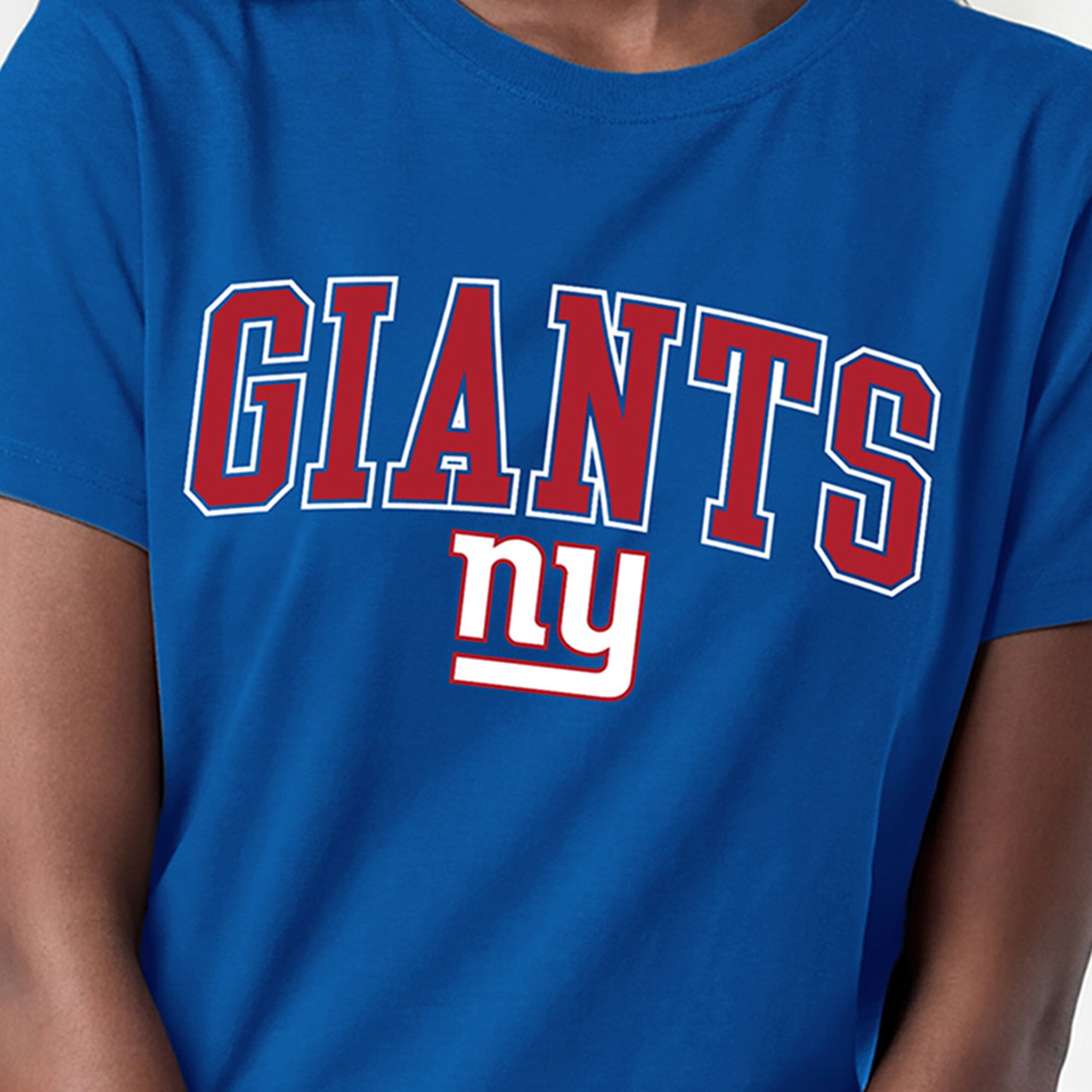 T-shirt Champion Royal New York Giants pour femmes avec logo arqué