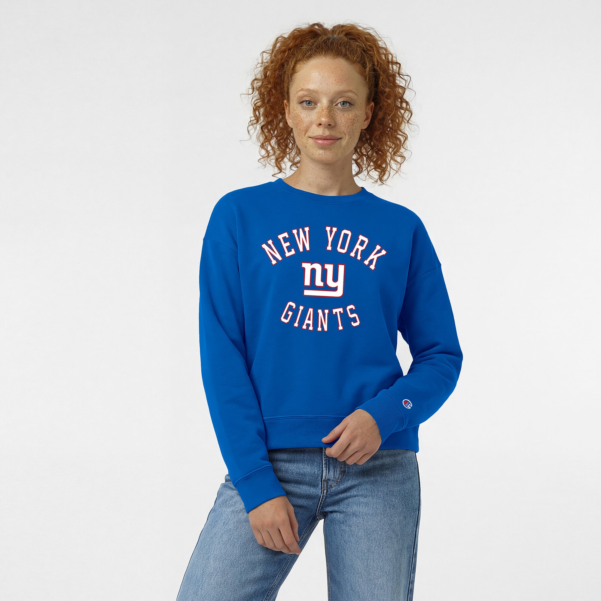 Women's Champion Royal New York Giants Heart & Soul Powerblend Sweatshirt