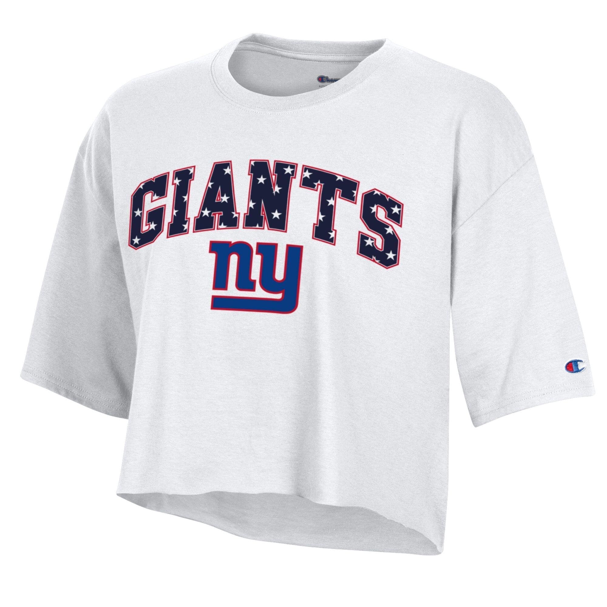 T-shirt court blanc à étoiles des New York Giants pour femmes, modèle Champion