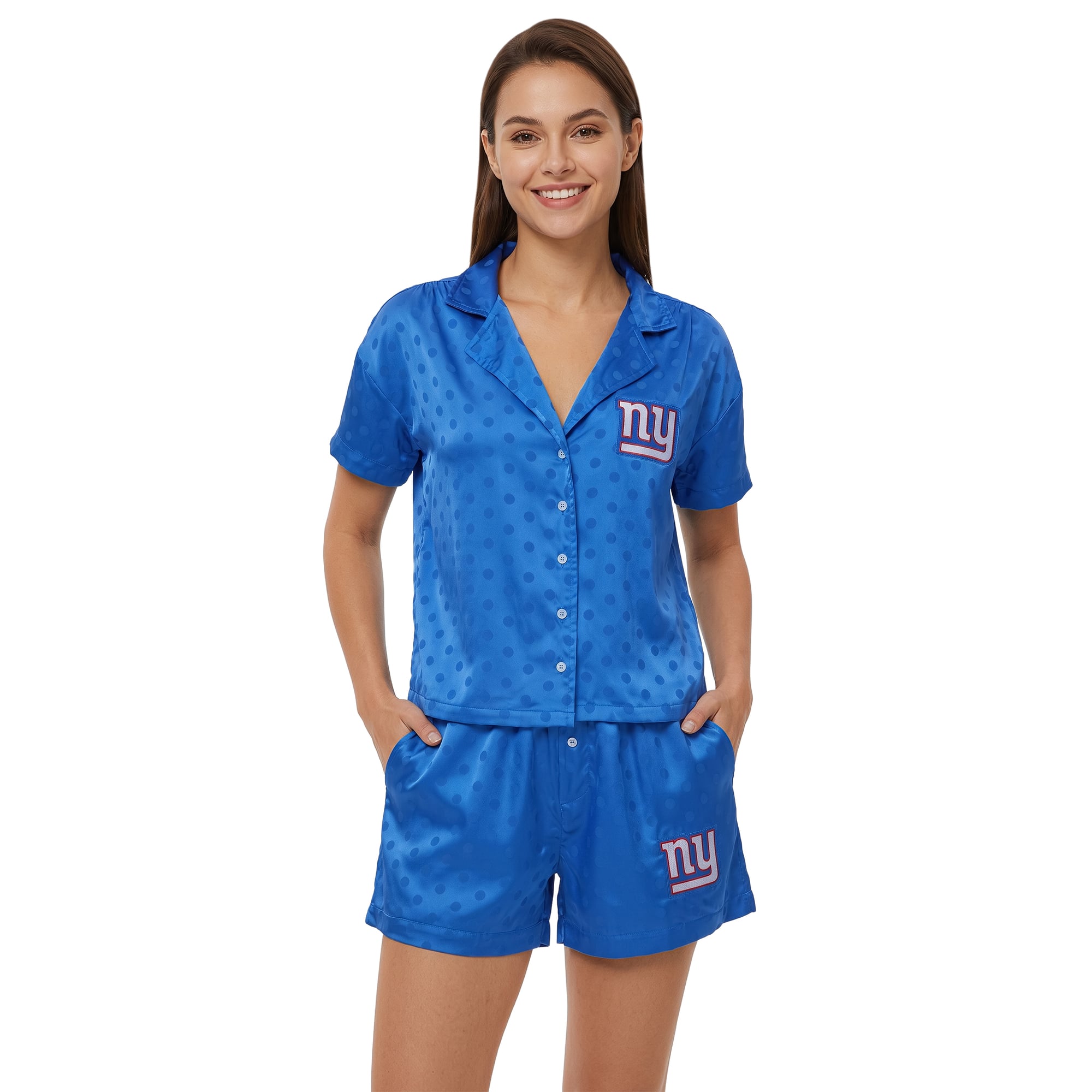 Women's Concepts Sport  Royal New York Giants Wink Dot Satin Jacquard Sleep Set