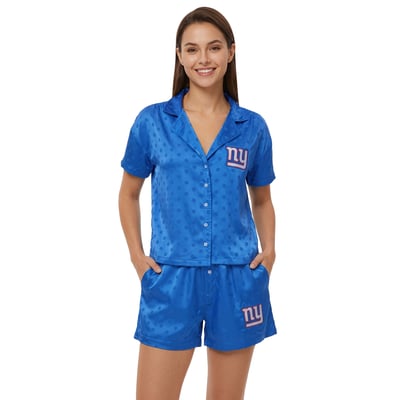  New York Giants Concepts Sport Women's Wink Dot Satin Jacquard Sleep Set - Royal