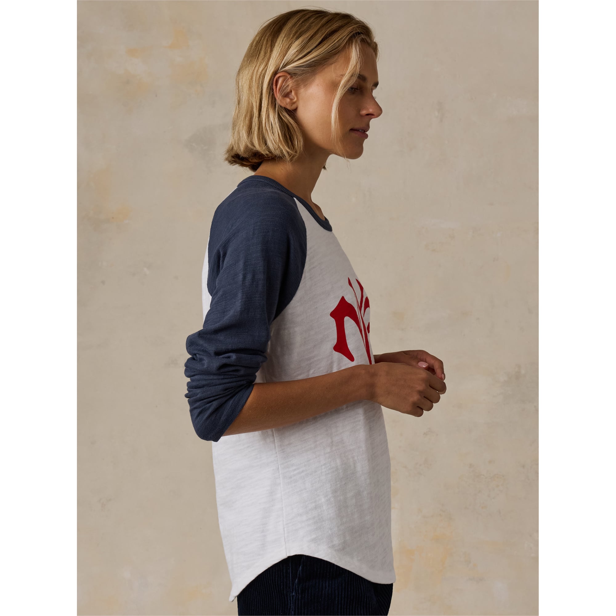 Women's FAHERTY Navy New York Giants Sunwashed Slub Long Sleeve T-Shirt