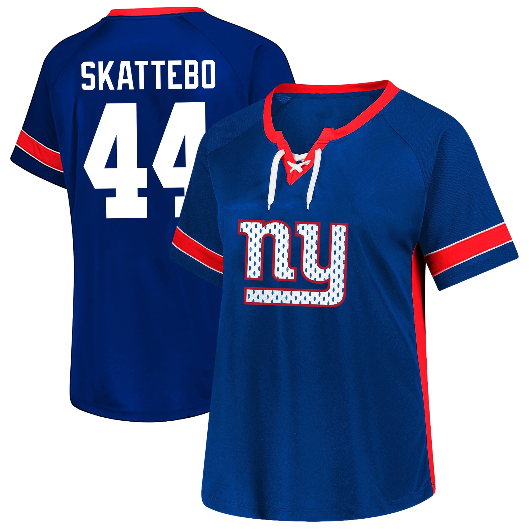 T-shirt Fanatics Cam Skattebo Royal New York Giants pour femme, grande taille, avec dentelle, nom et numéro.