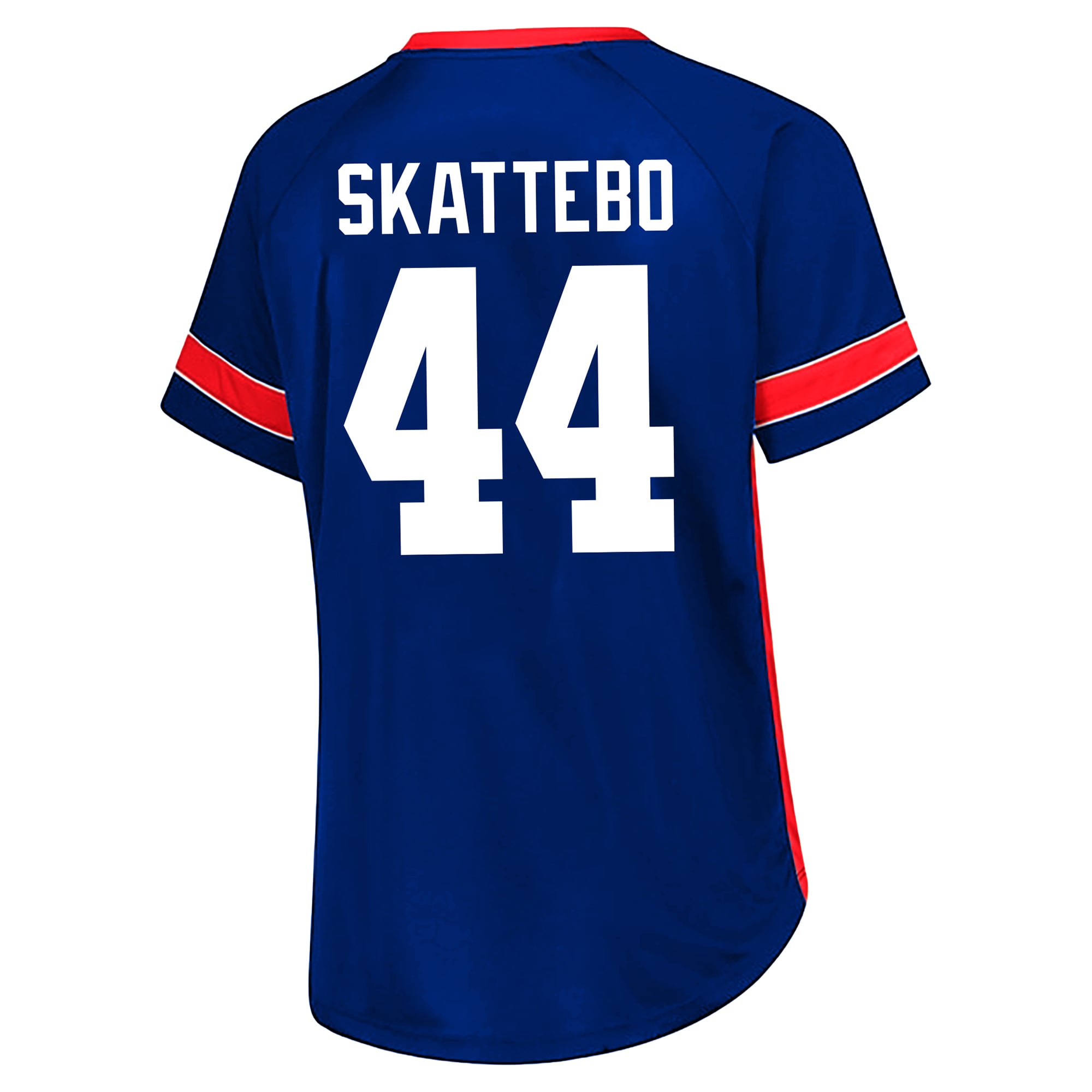 T-shirt Fanatics Cam Skattebo Royal New York Giants pour femme, grande taille, avec dentelle, nom et numéro.