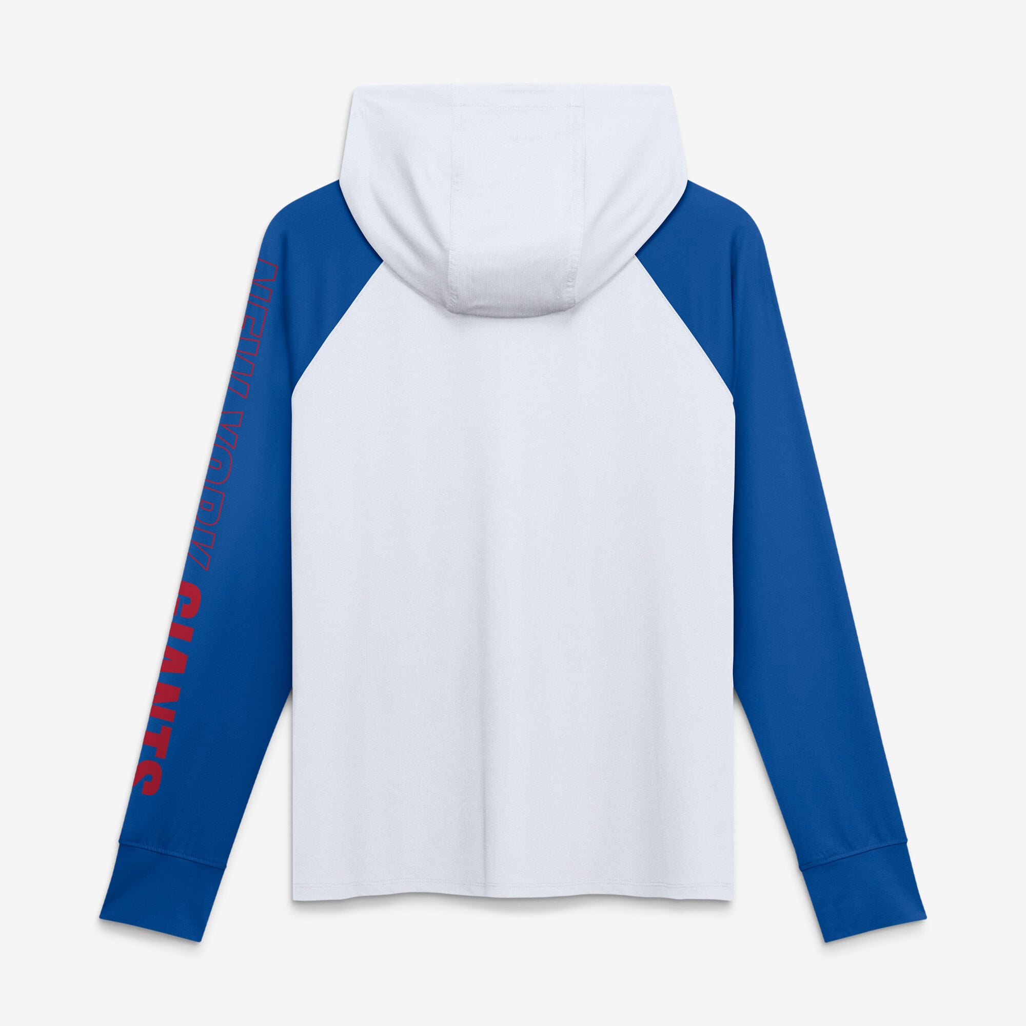Sweat à capuche zippé raglan Fanatics blanc/bleu roi New York Giants Cornerback Blitz pour femme