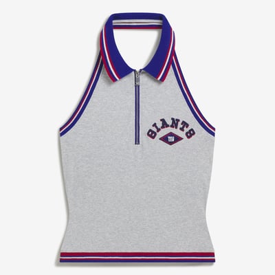 New York Giants Off Season Women's Collared Halter Top - Heather Gray