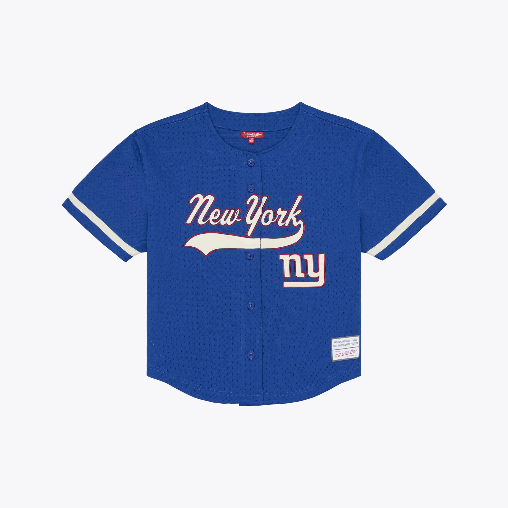 Maillot de baseball rétro Roots des Giants New York, couleur royale, pour femmes, Mitchell & Ness.