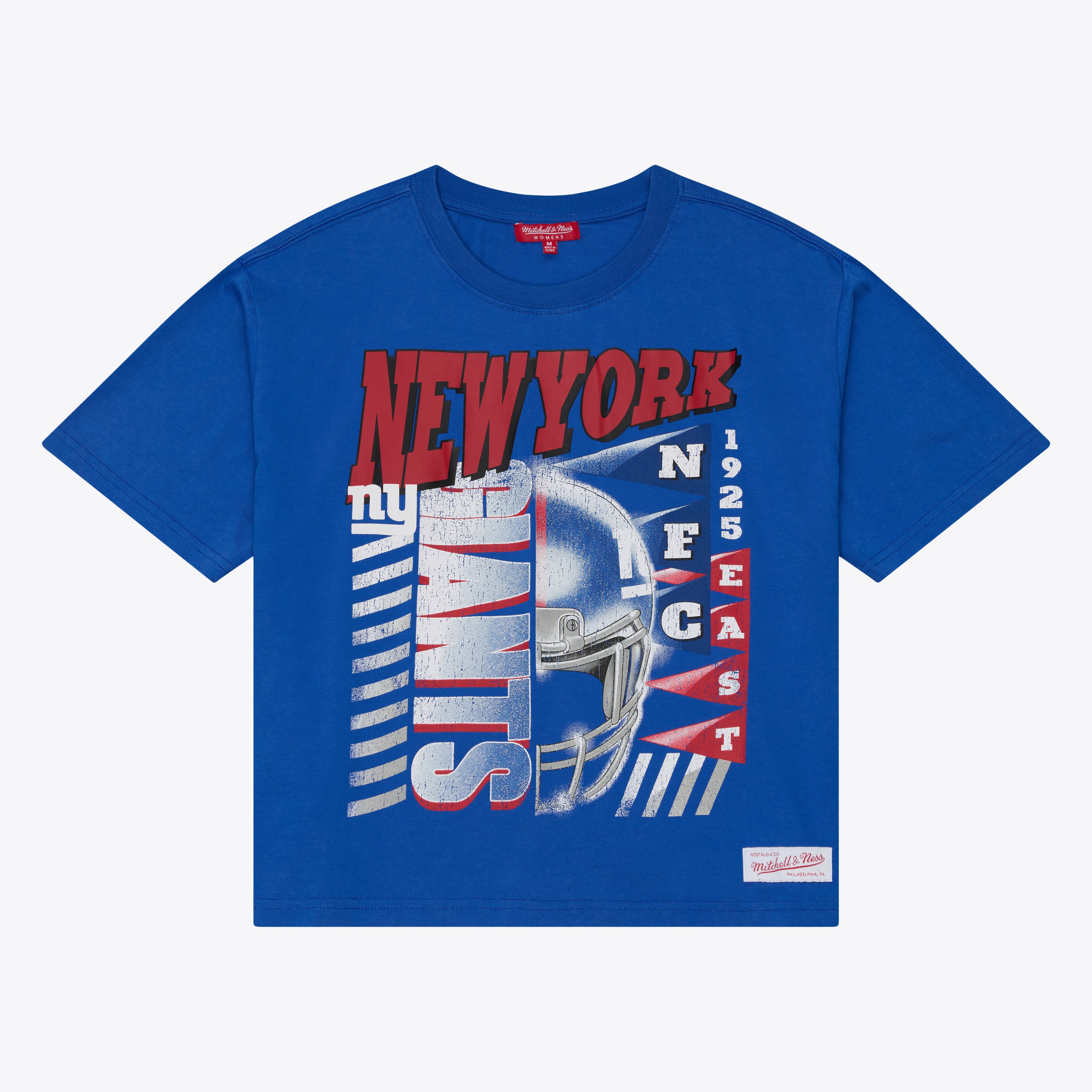 T-shirt court à imprimé graphique urbain Mitchell & Ness Royal New York Giants pour femme