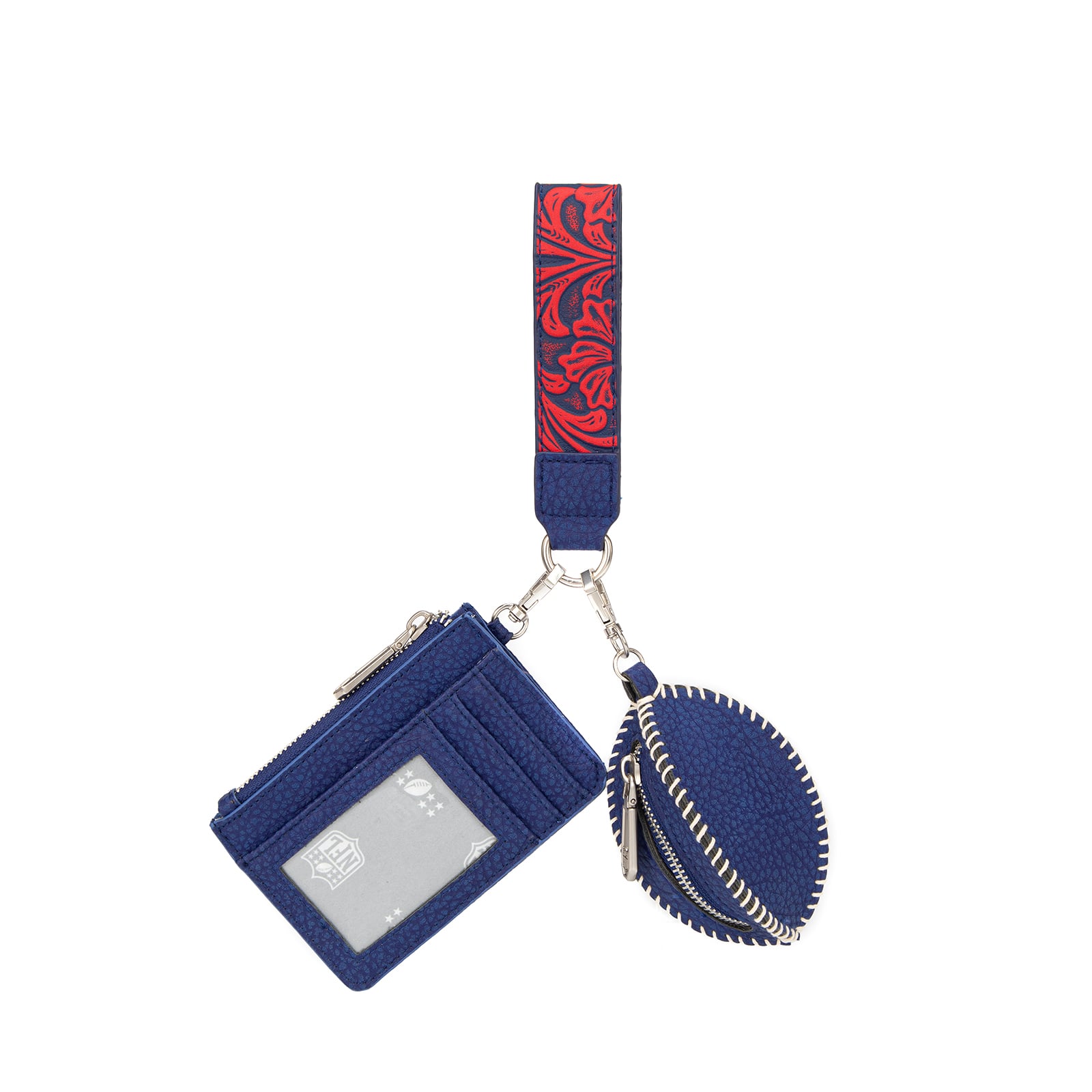 Portefeuille Montana West pour femme et bracelet porte-clés football américain New York Giants