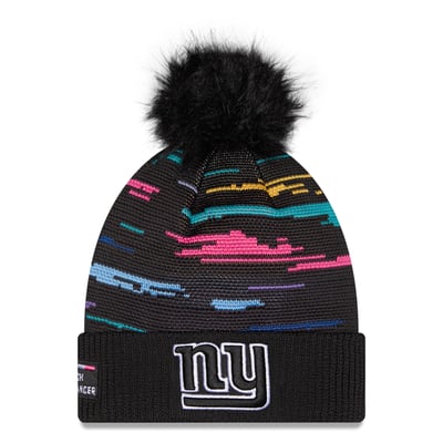 New York Giants New Era Women's 2026 NFL Crucial Catch Cuffed Knit Hat with Pom - Black