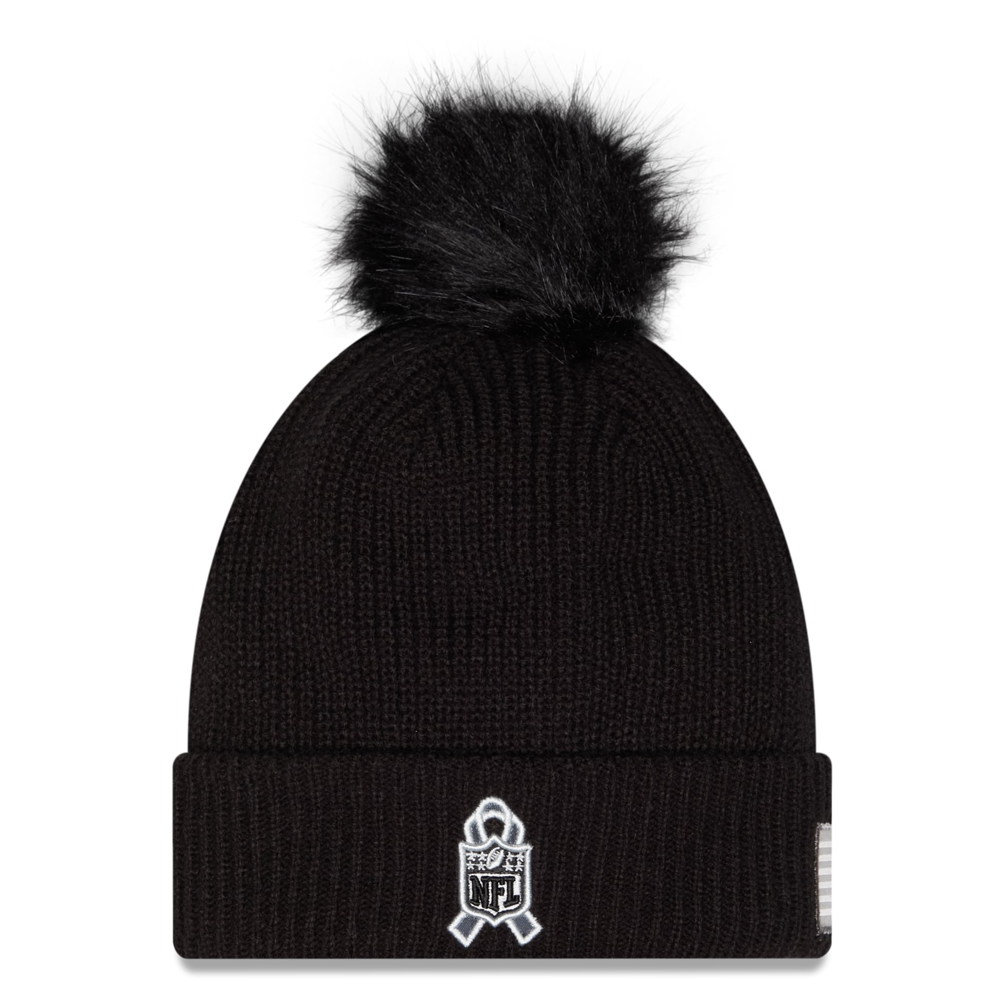 Bonnet à revers New Era noir pour femme, New York Giants 2026 Salute To Service, avec pompon