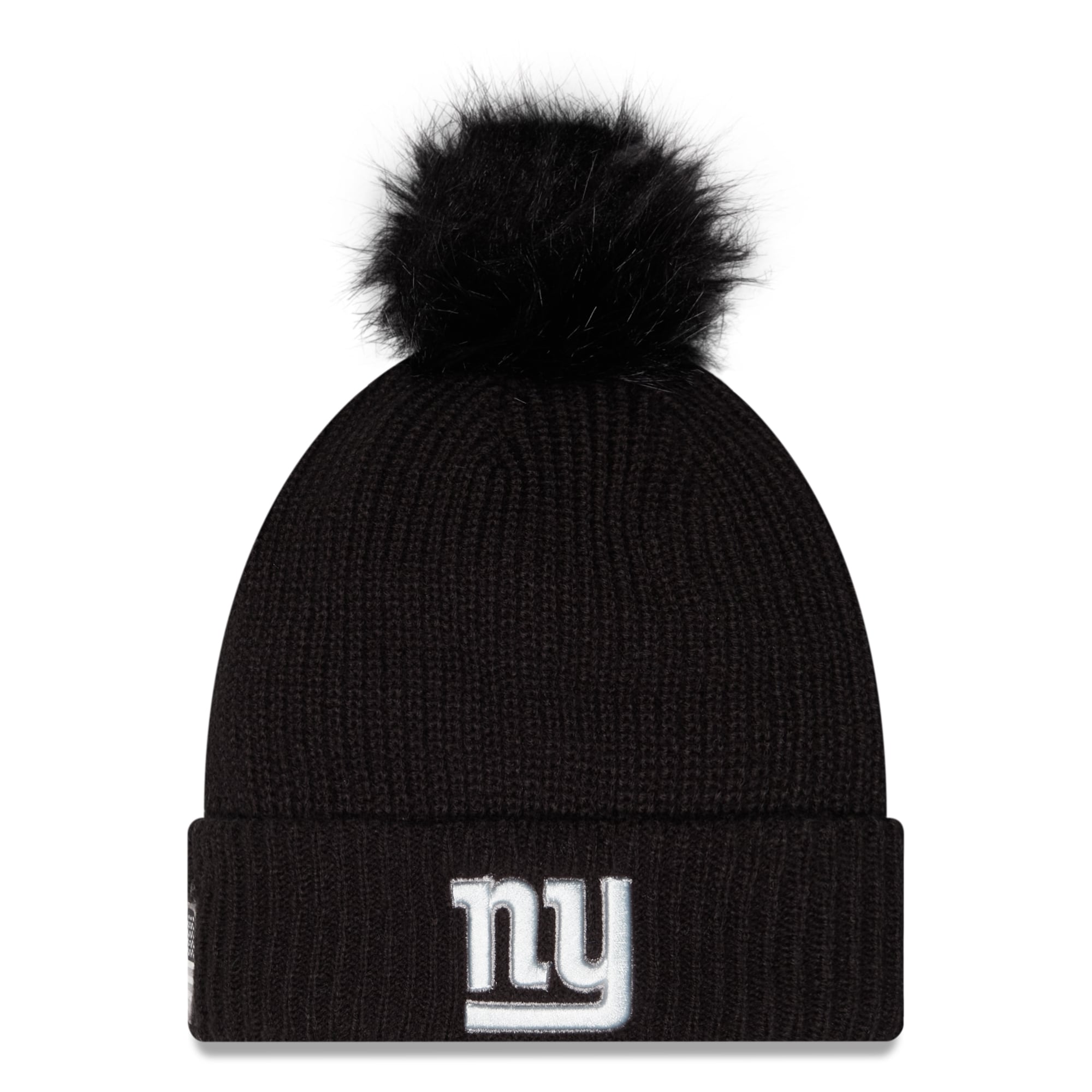 Bonnet à revers New Era noir pour femme, New York Giants 2026 Salute To Service, avec pompon