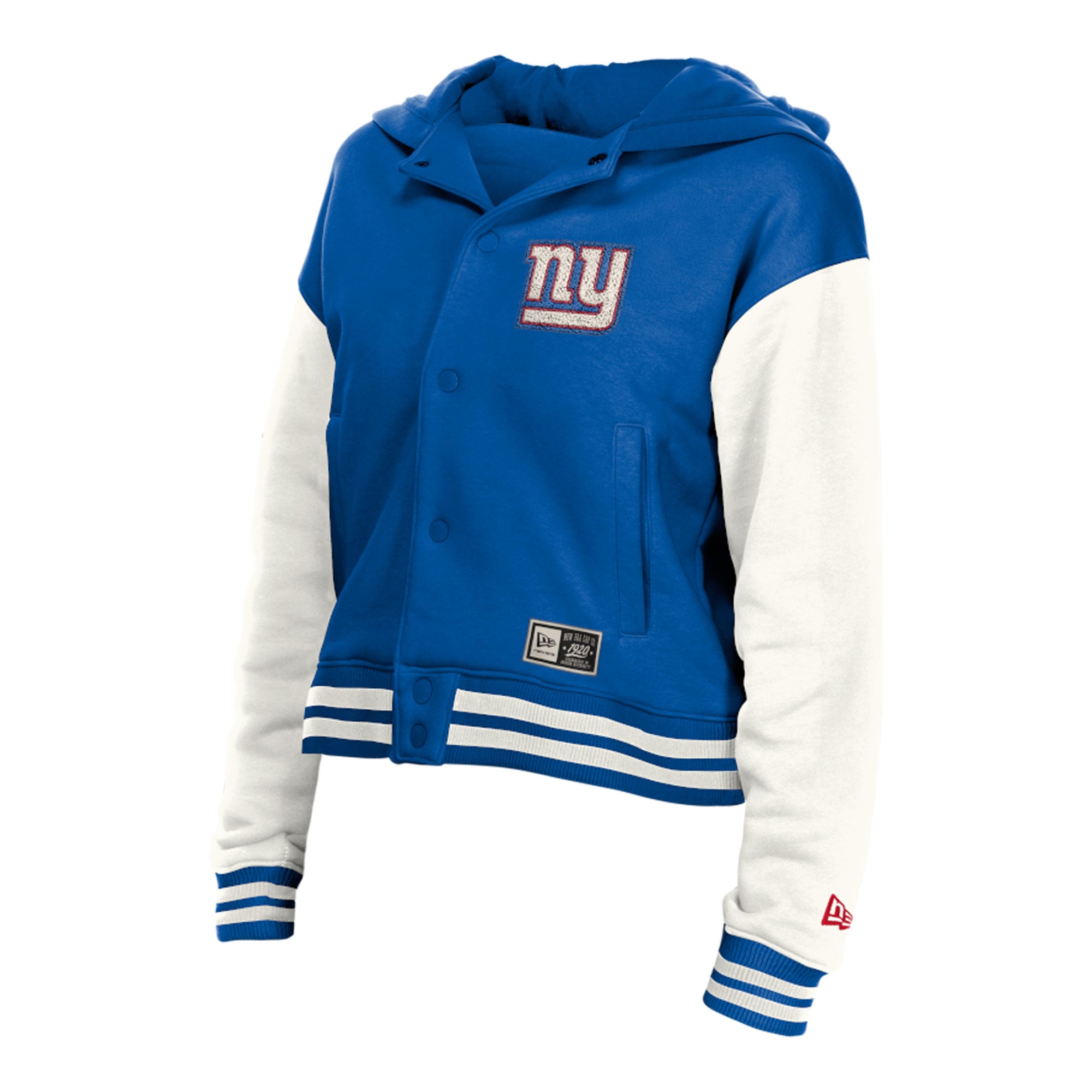 Veste à capuche New Era York Giants Royal Throwback pour femme, fermeture boutons-pression