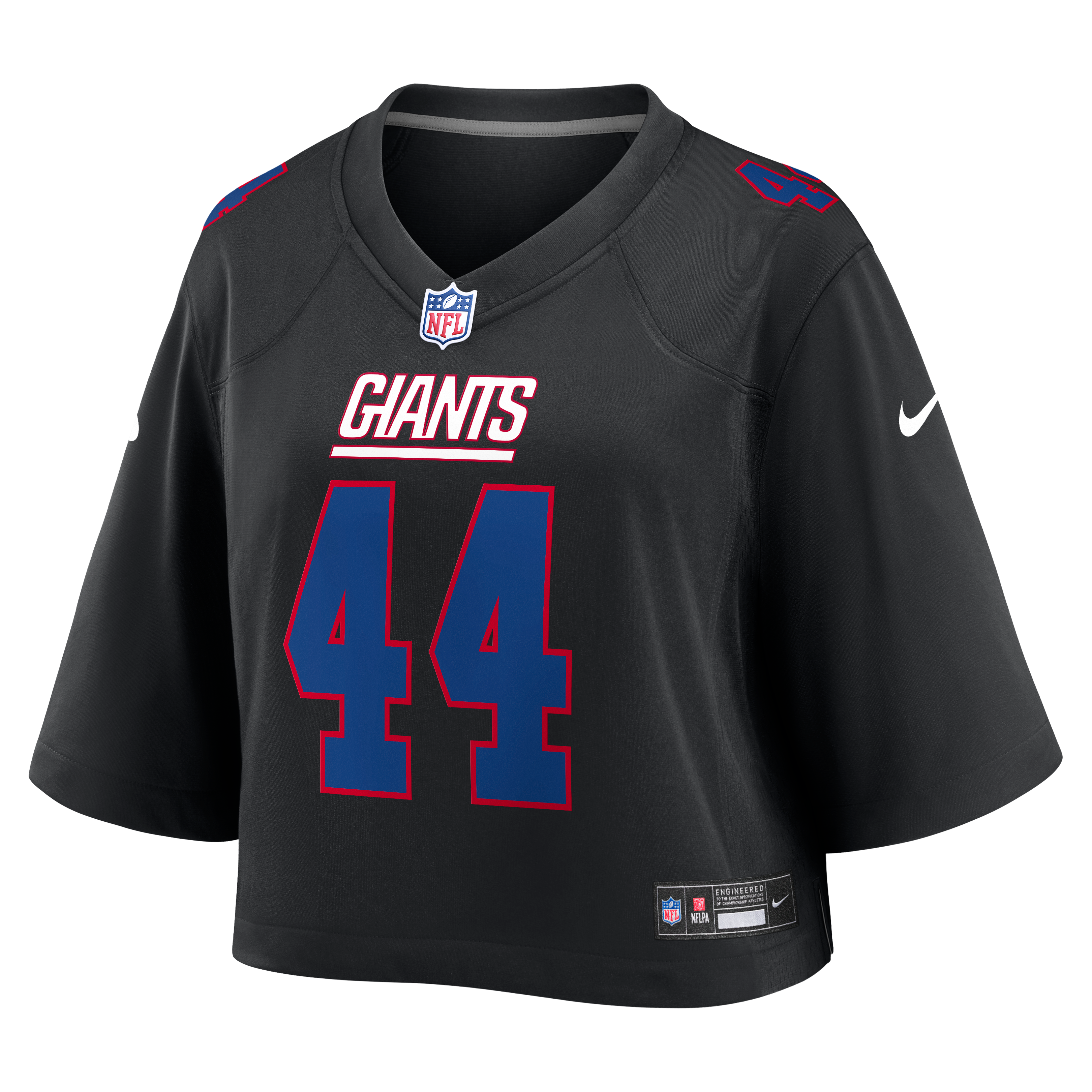 Maillot de match court Nike Cam Skattebo noir pour femme, New York Giants