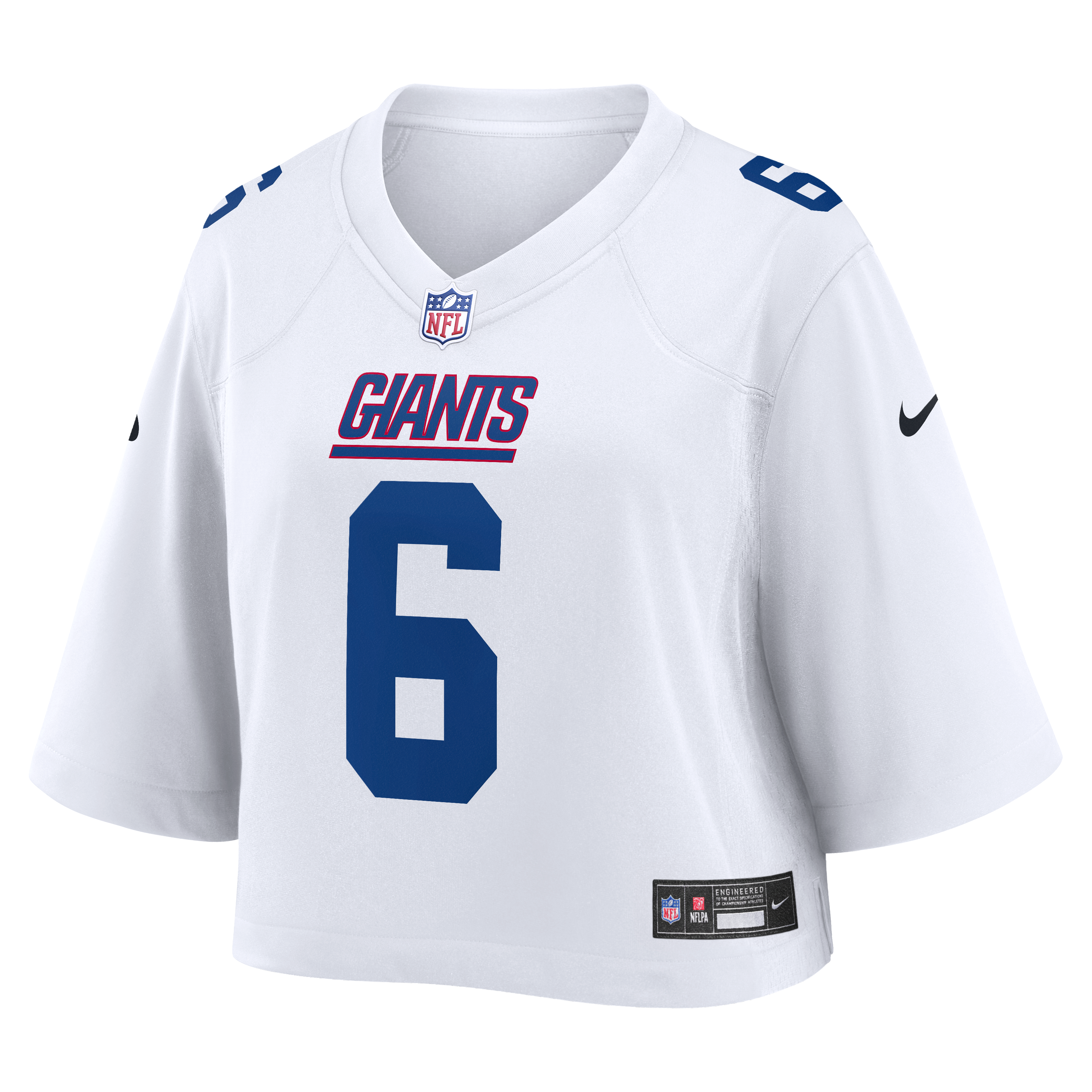 Maillot de match court Nike Jaxson Dart blanc pour femme, New York Giants