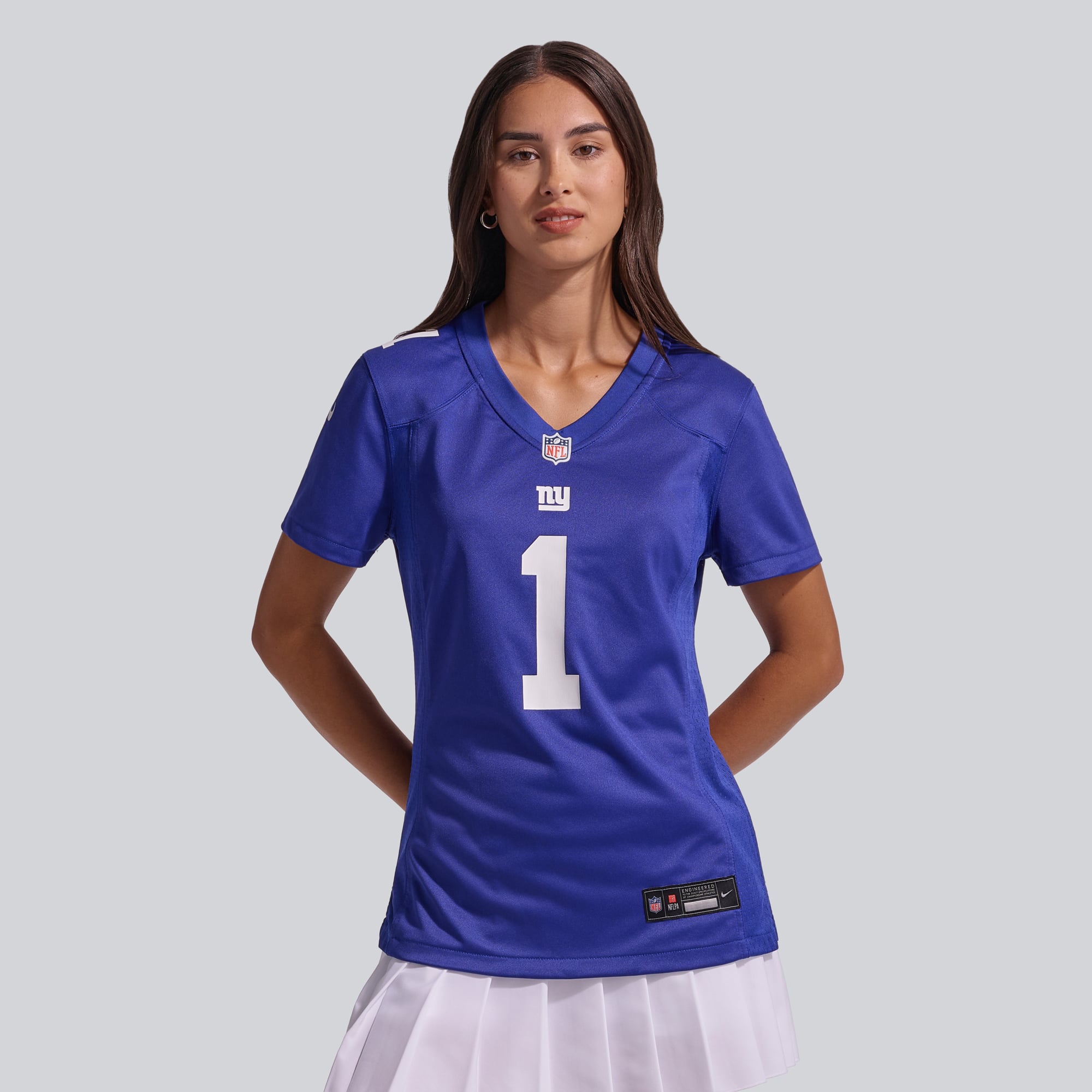 Maillot de match Nike Malik Nabers Royal New York Giants pour femme
