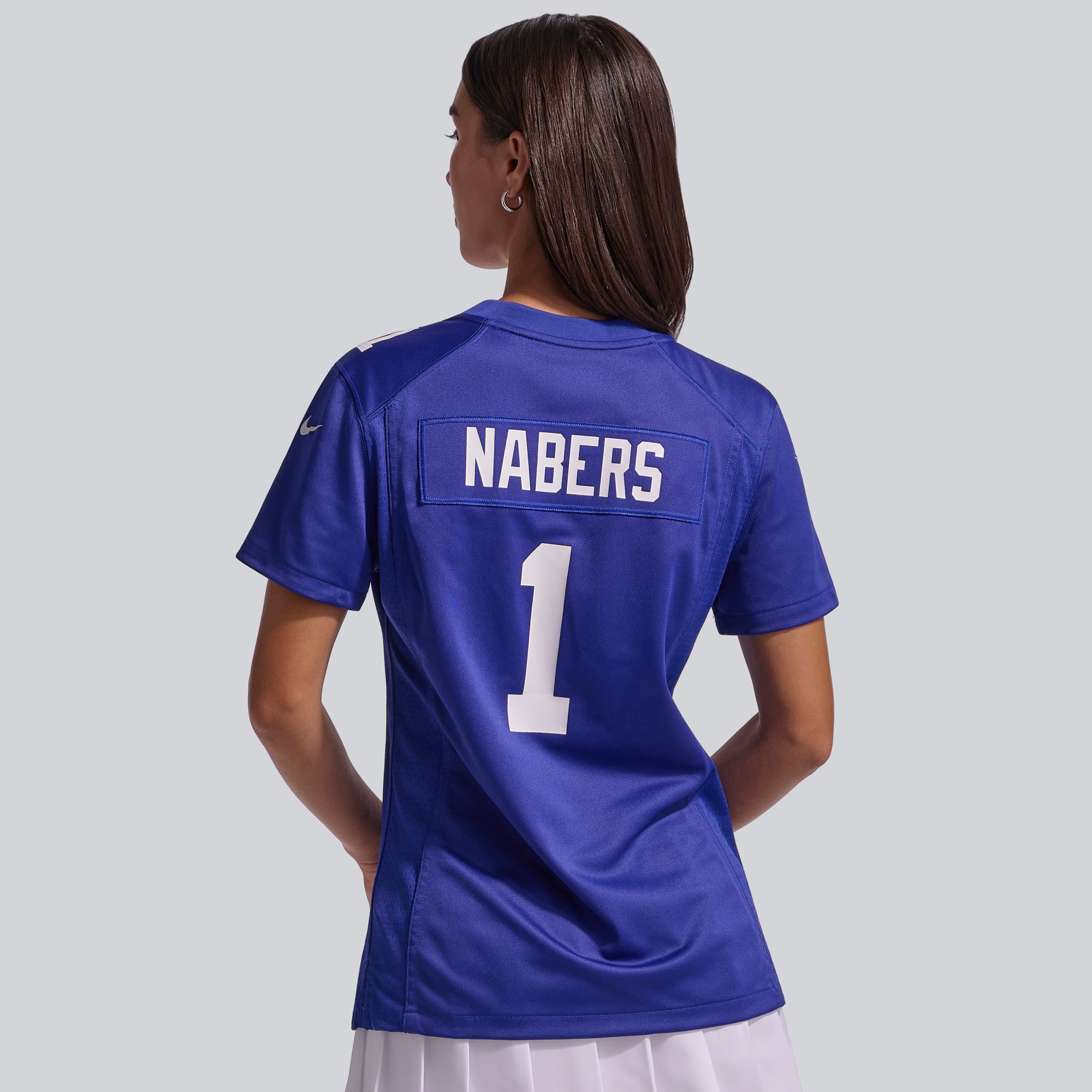 Maillot de match Nike Malik Nabers Royal New York Giants pour femme