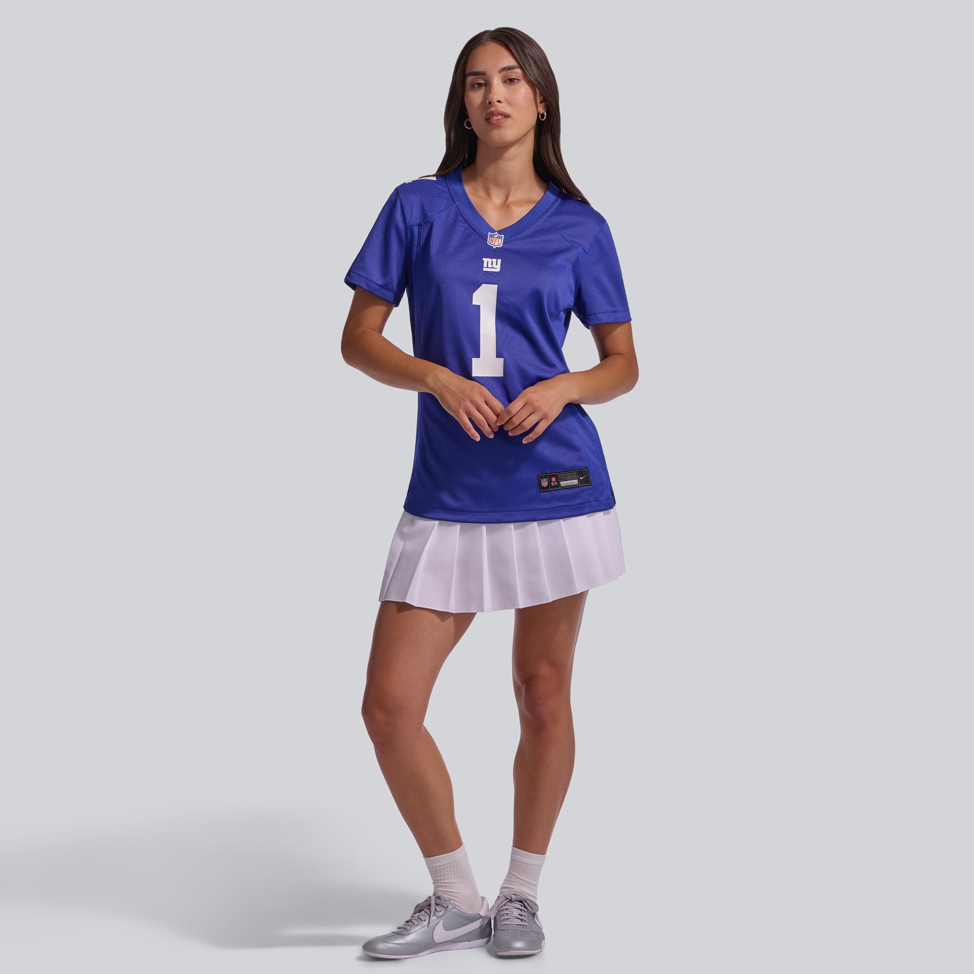 Maillot de match Nike Malik Nabers Royal New York Giants pour femme