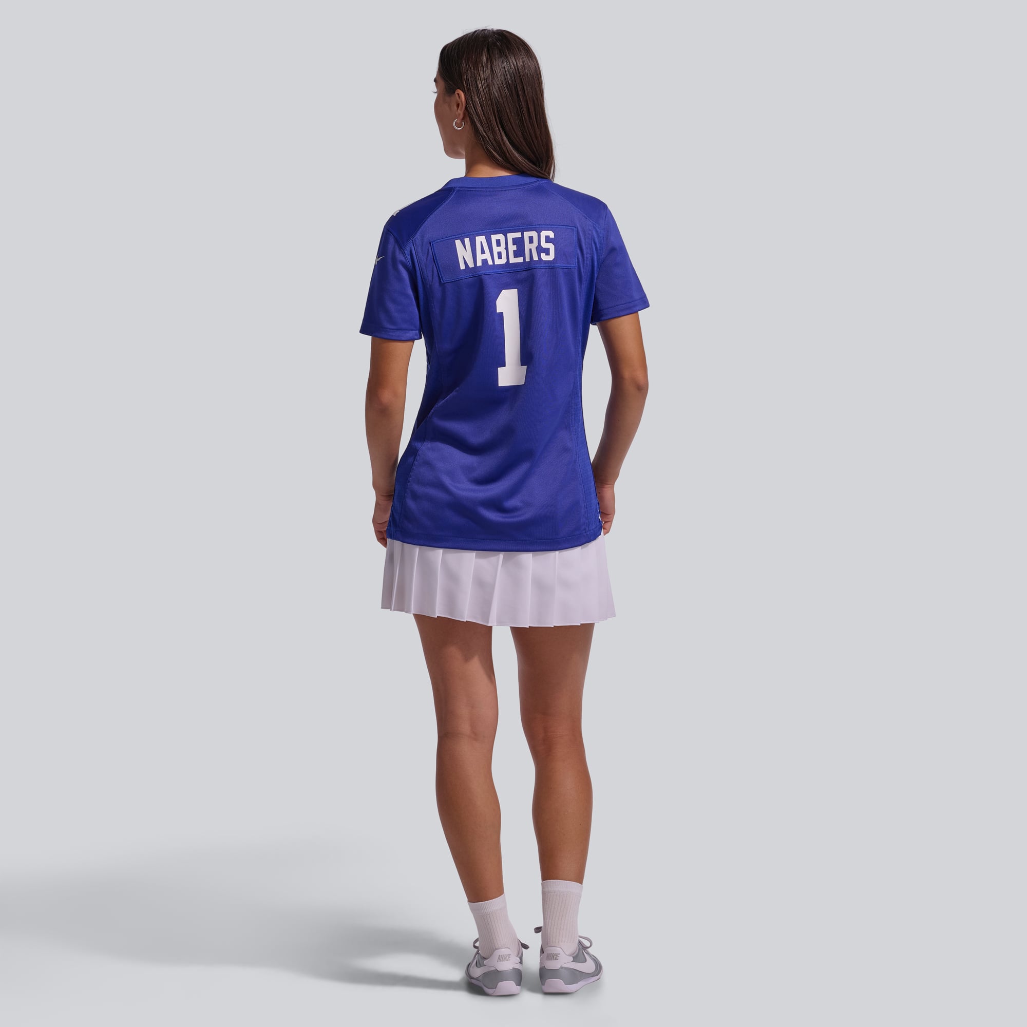 Maillot de match Nike Malik Nabers Royal New York Giants pour femme