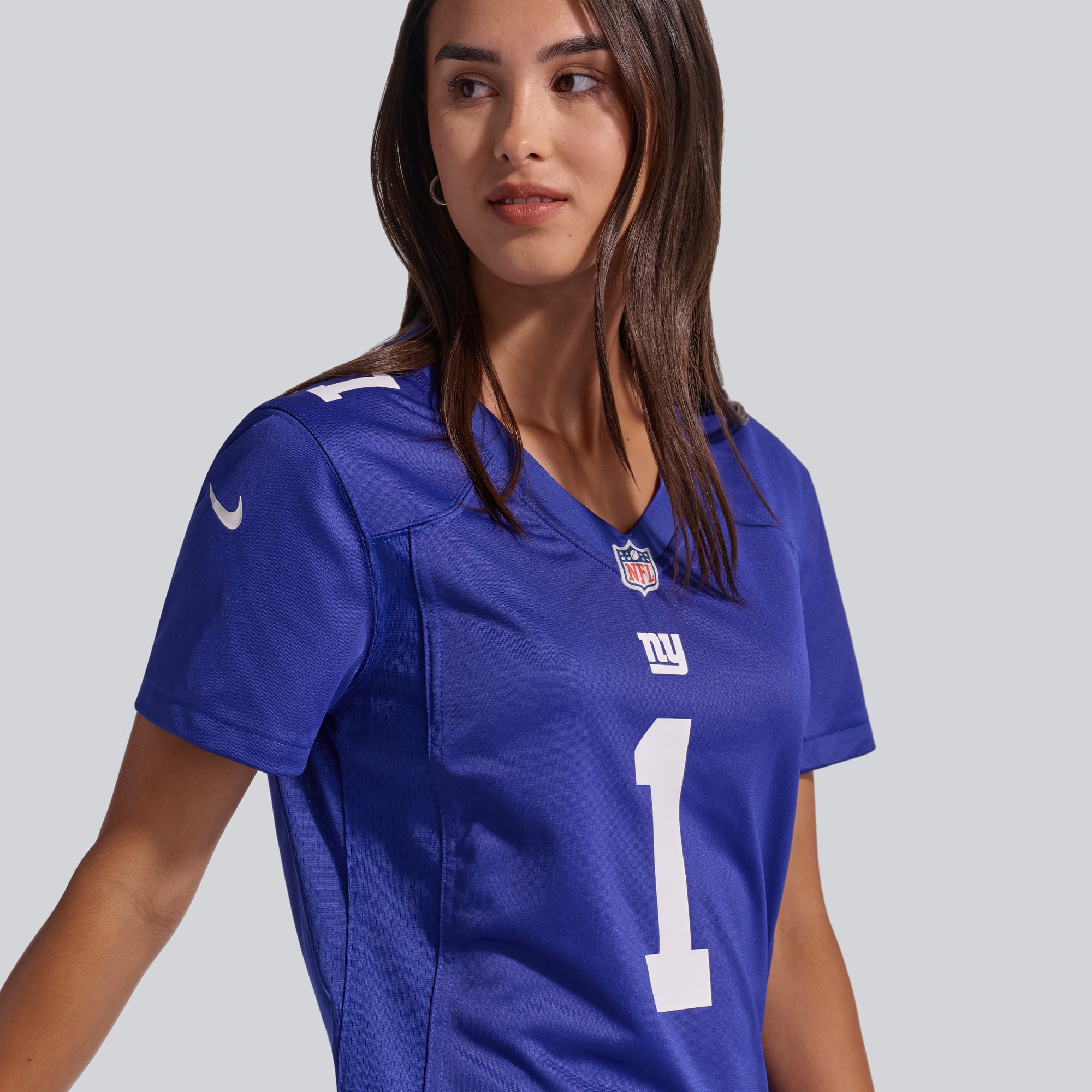 Maillot de match Nike Malik Nabers Royal New York Giants pour femme