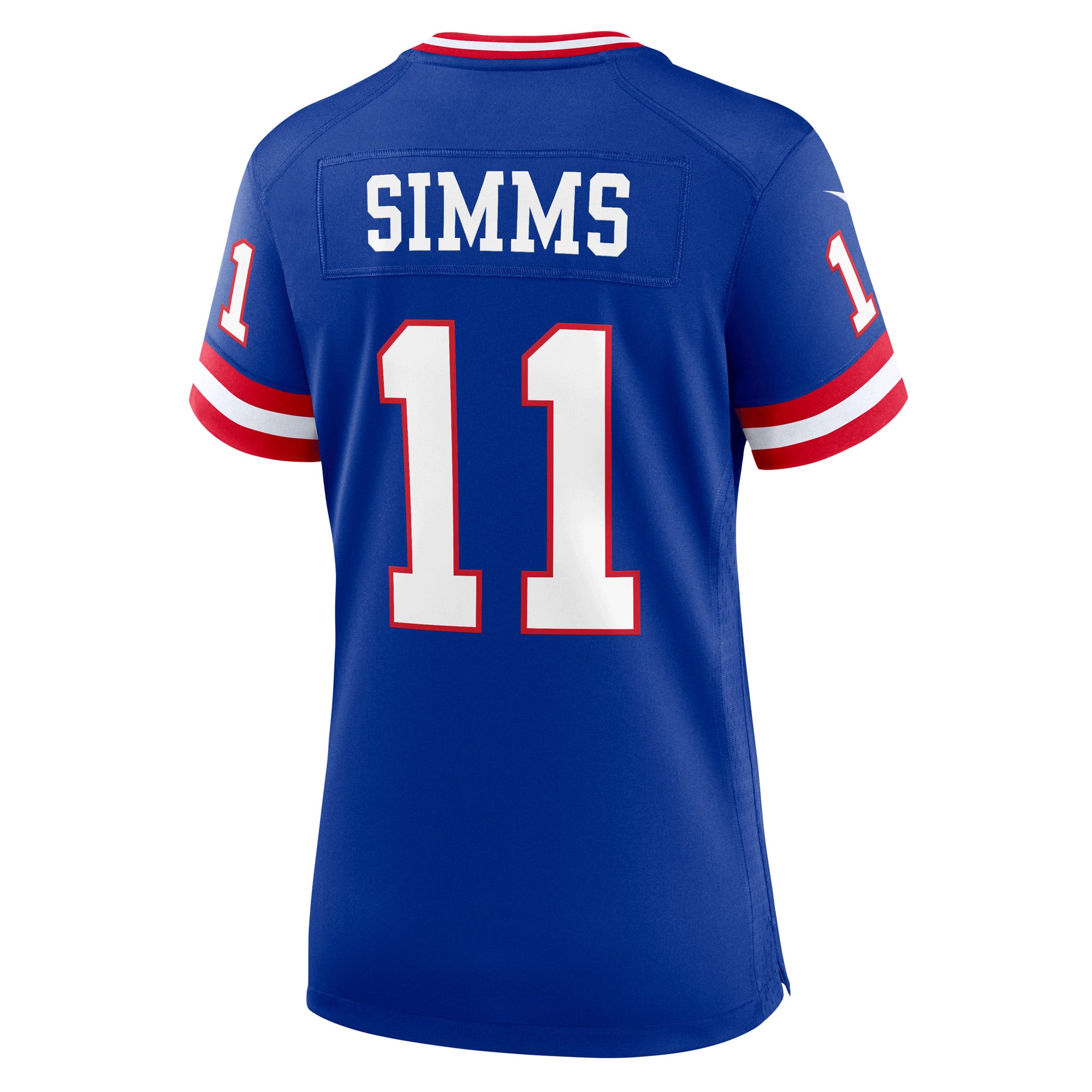 Maillot de match classique joueur retraité Nike Phil Simms Royal New York Giants pour femme