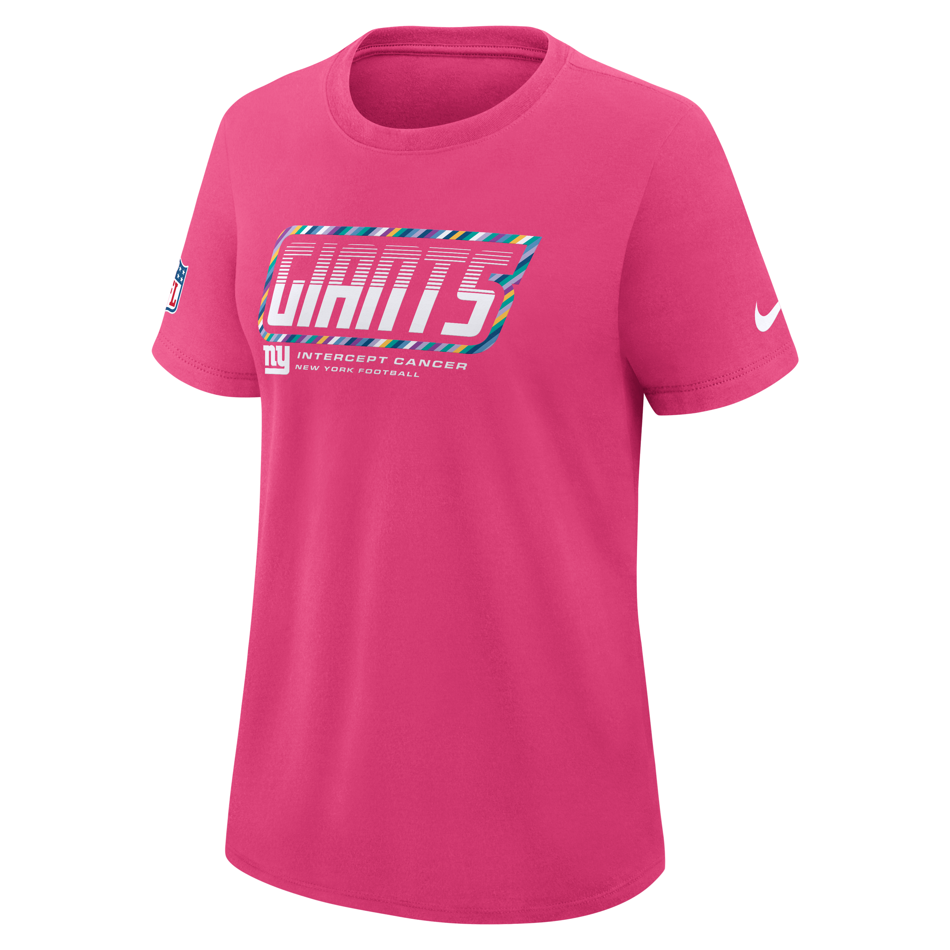 Women's Nike Pink New York Giants 2026 NFL Crucial Catch Tri-Blend Dri-FIT T-Shirt