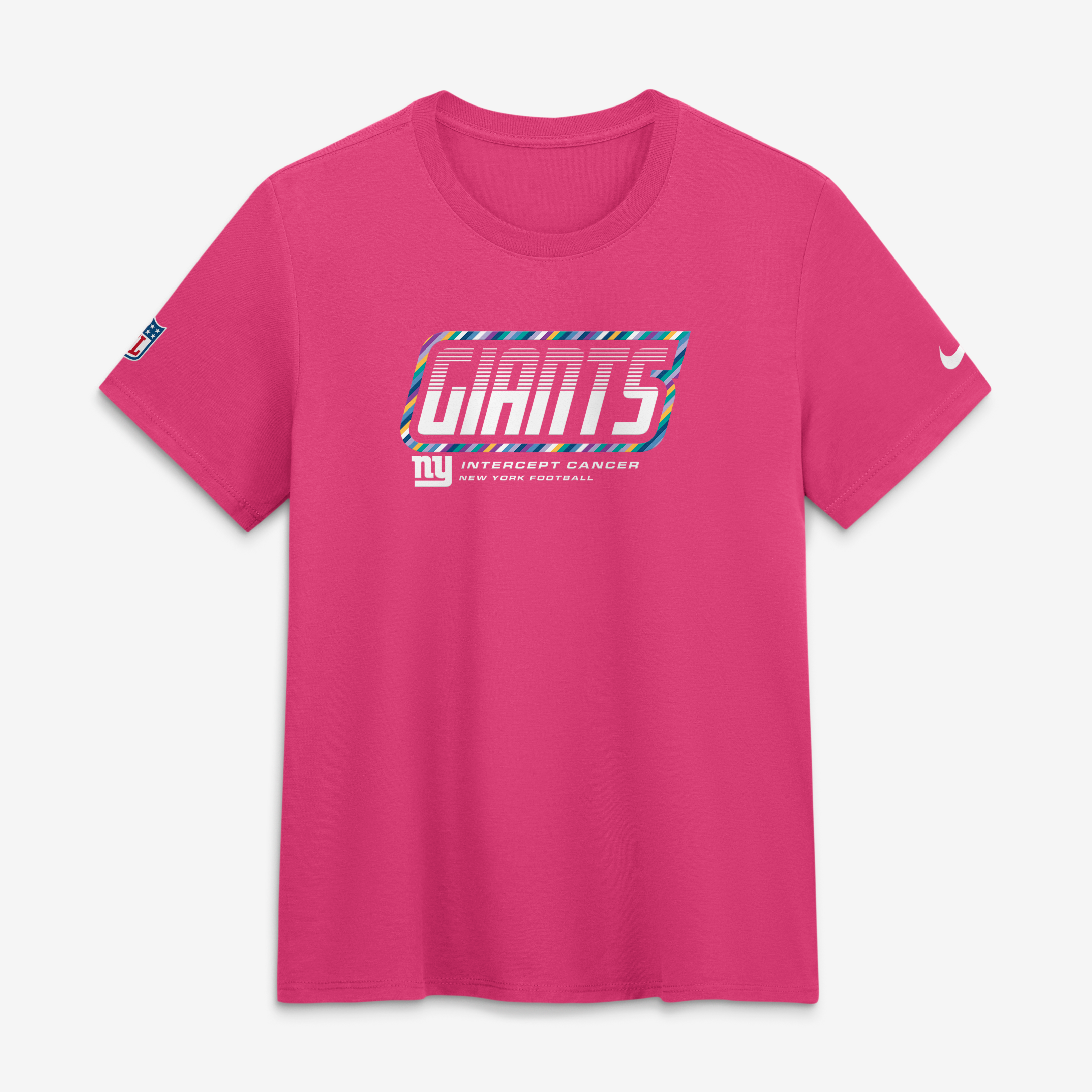 Women's Nike Pink New York Giants 2026 NFL Crucial Catch Tri-Blend Dri-FIT T-Shirt