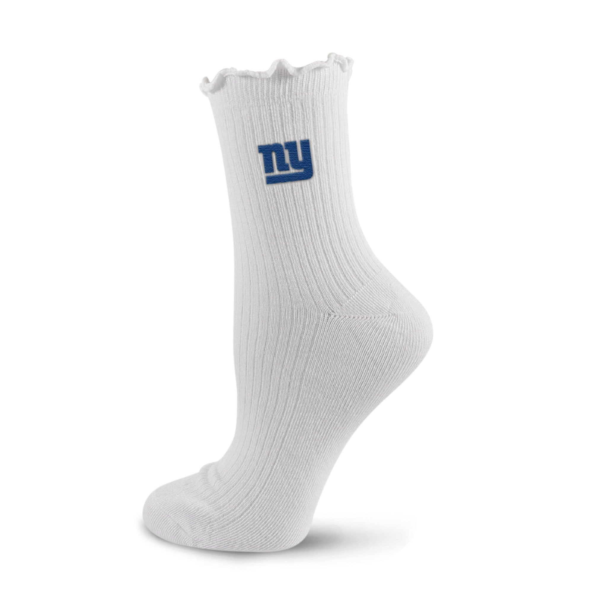 Women's PRO Compression White New York Giants Logo Lettuce Hem Quarter Socks