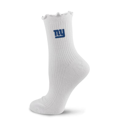  New York Giants PRO Compression Logo Lettuce Hem Quarter Socks - White