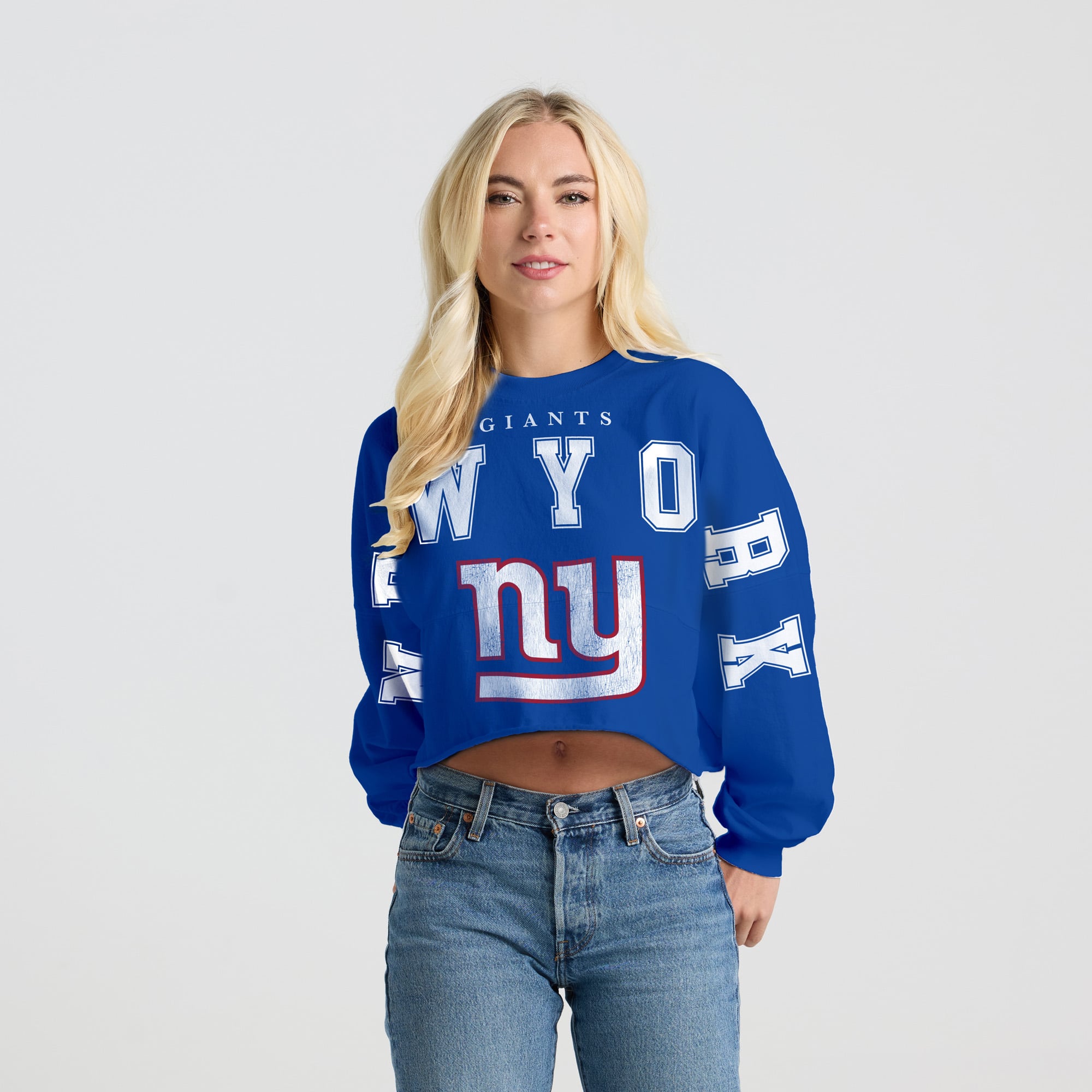 T-shirt court à manches longues Spirit Jersey Royal pour femmes, New York Giants